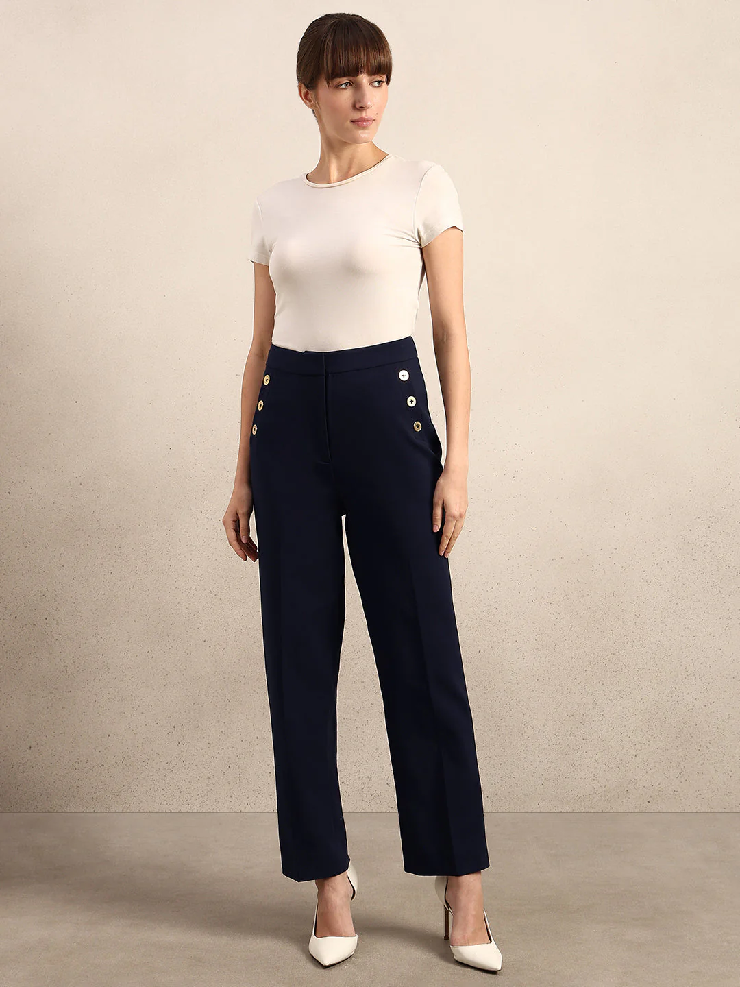 Button Detail Ankle Length Pants - Image 5