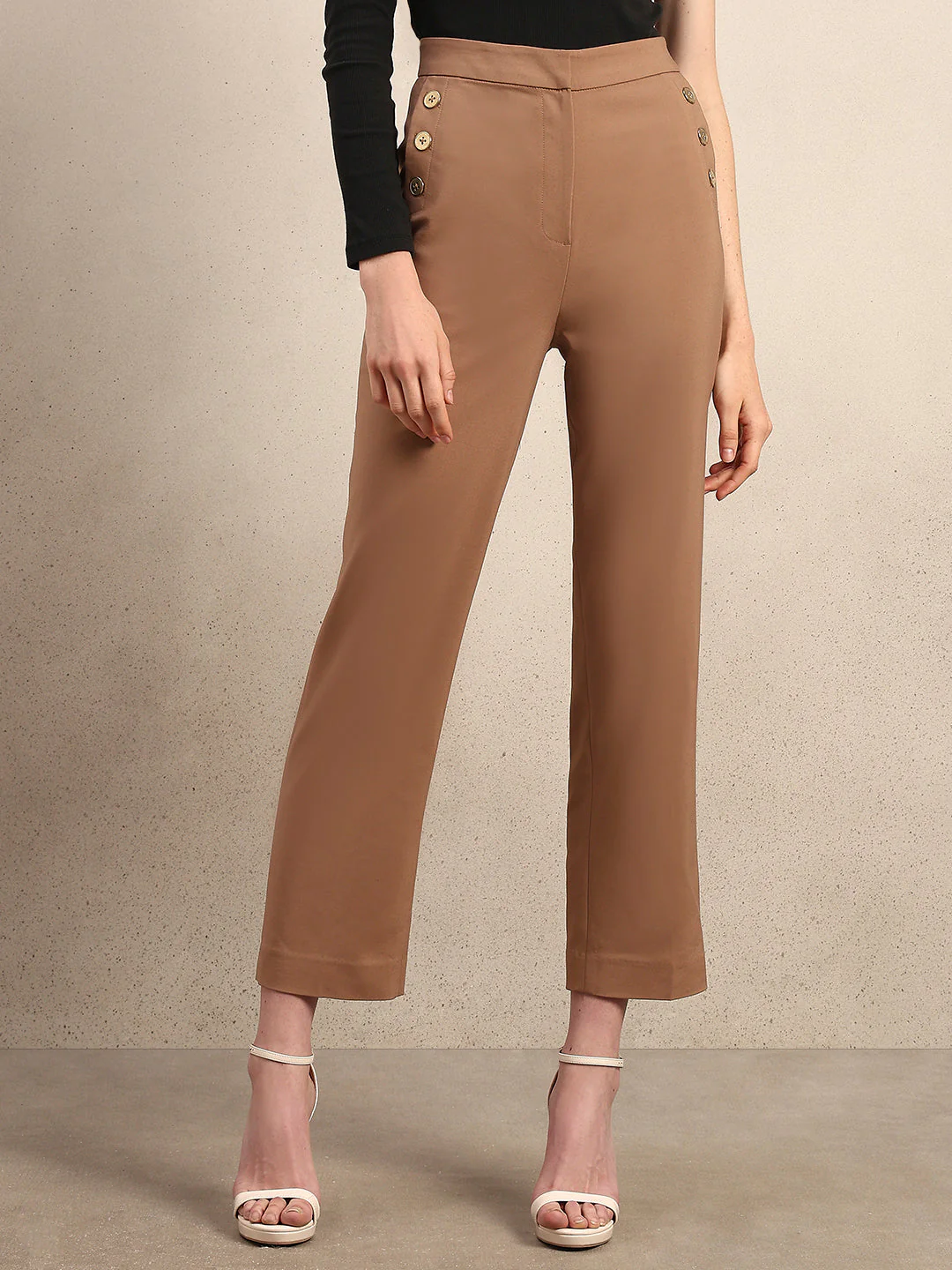Button Detail High Rise Pants - Image 2