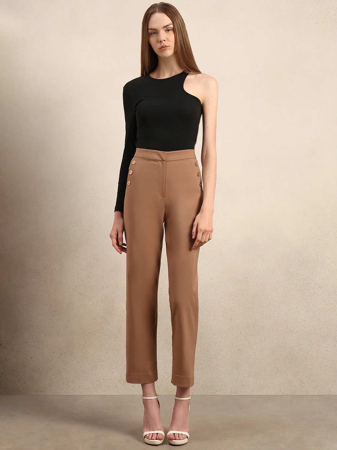 Button Detail High Rise Pants - Image 5