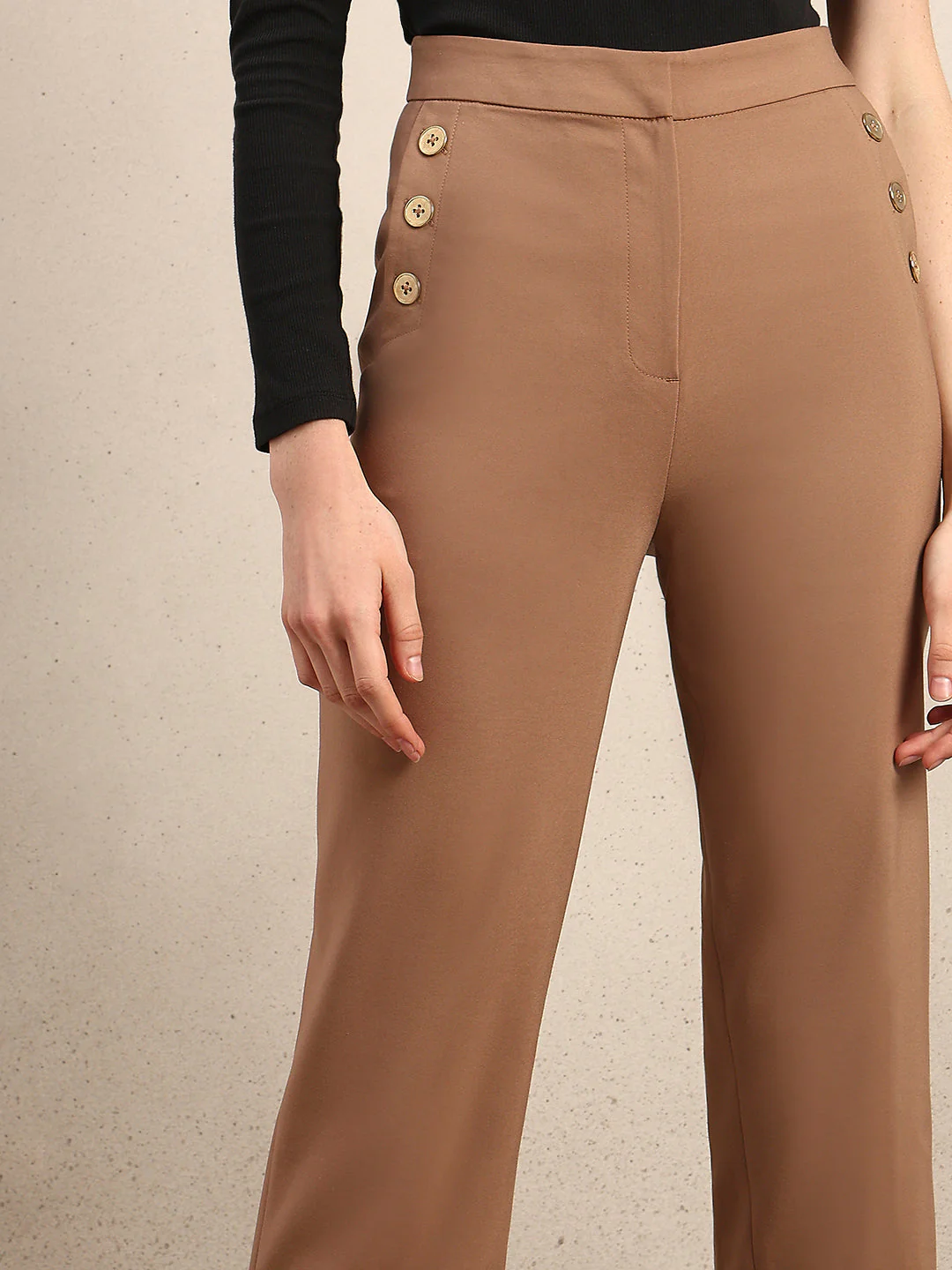 Button Detail High Rise Pants - Image 6