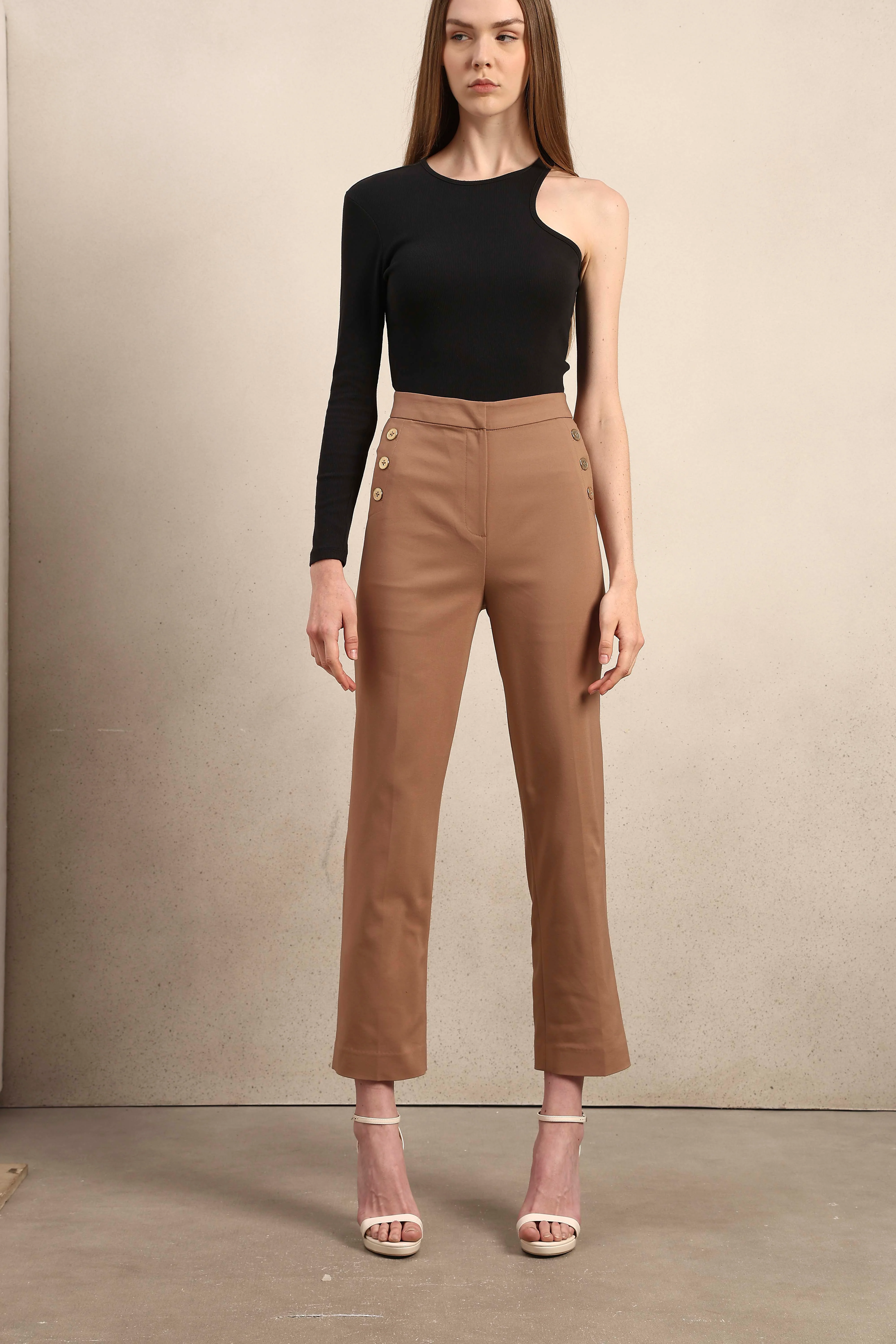 Button Detail High Rise Pants - Image 9