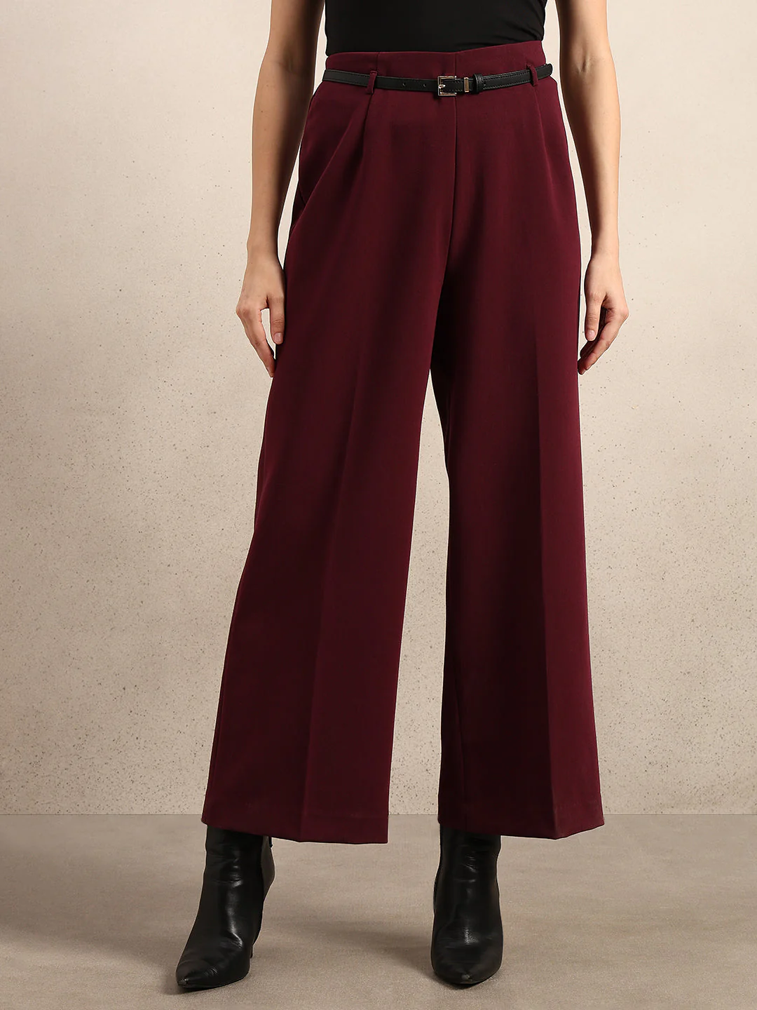 Wide Leg Maroon Pants - Image 2
