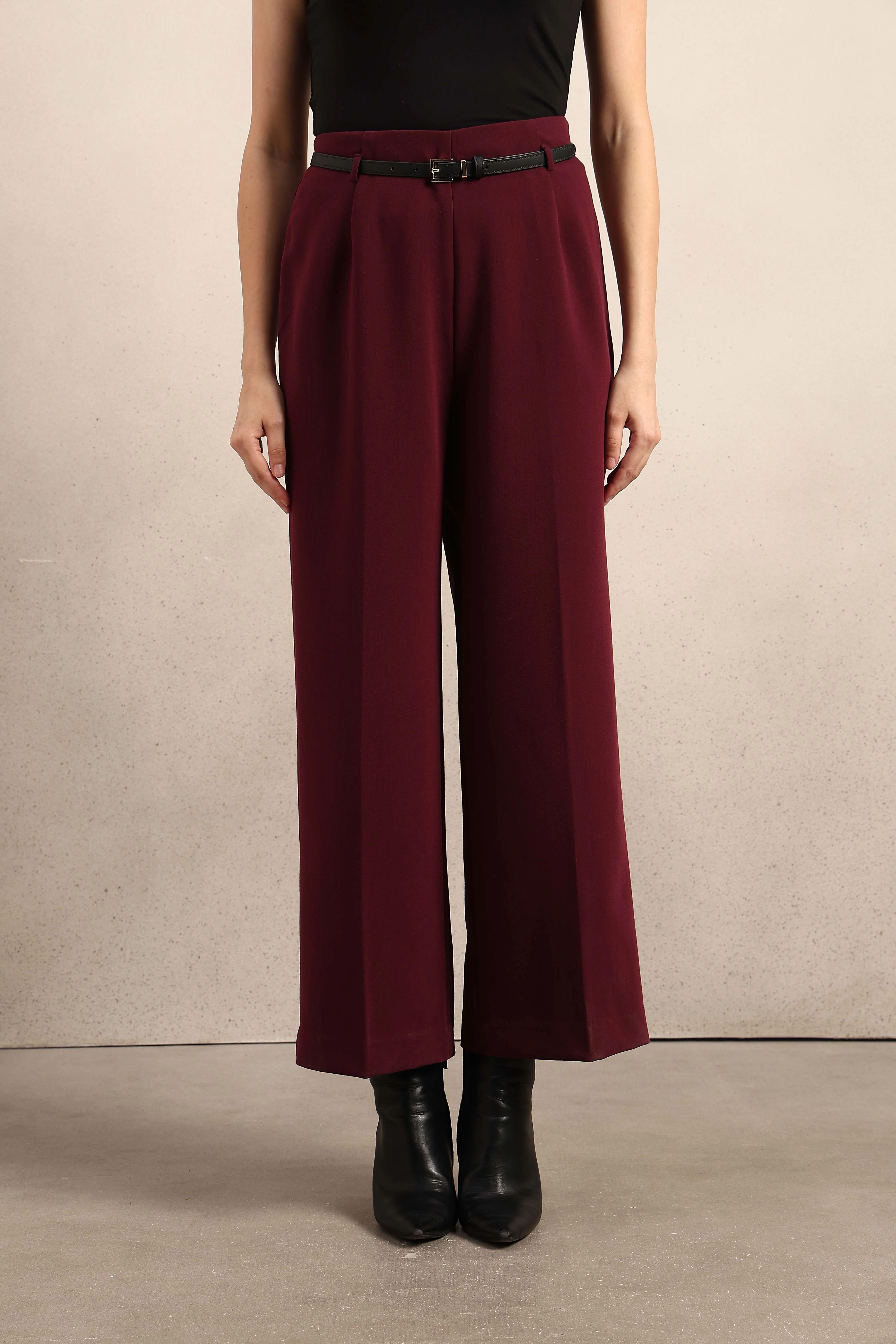 Wide Leg Maroon Pants - Image 9