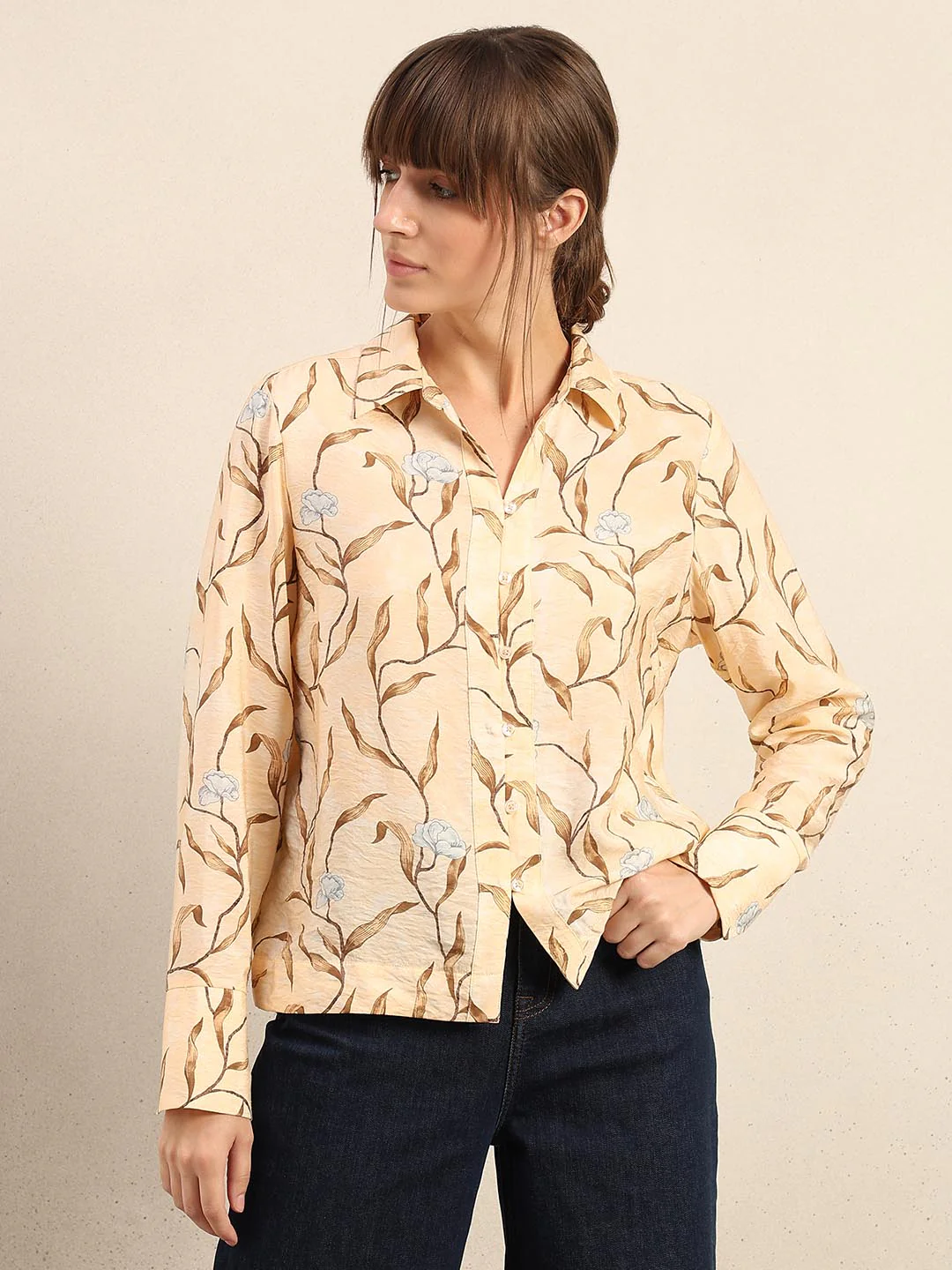 Beige Printed Shirt - Image 2