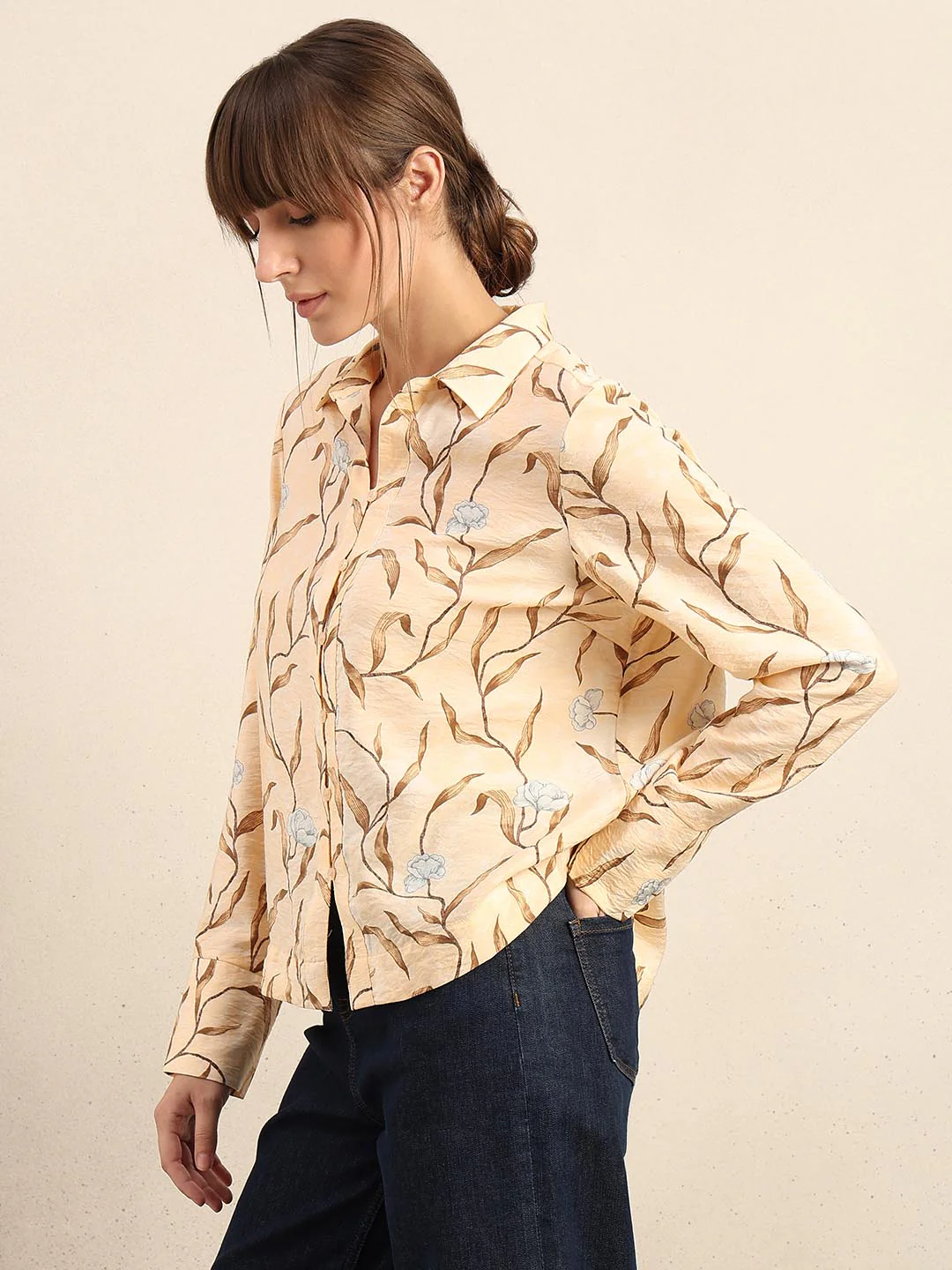 Beige Printed Shirt - Image 3