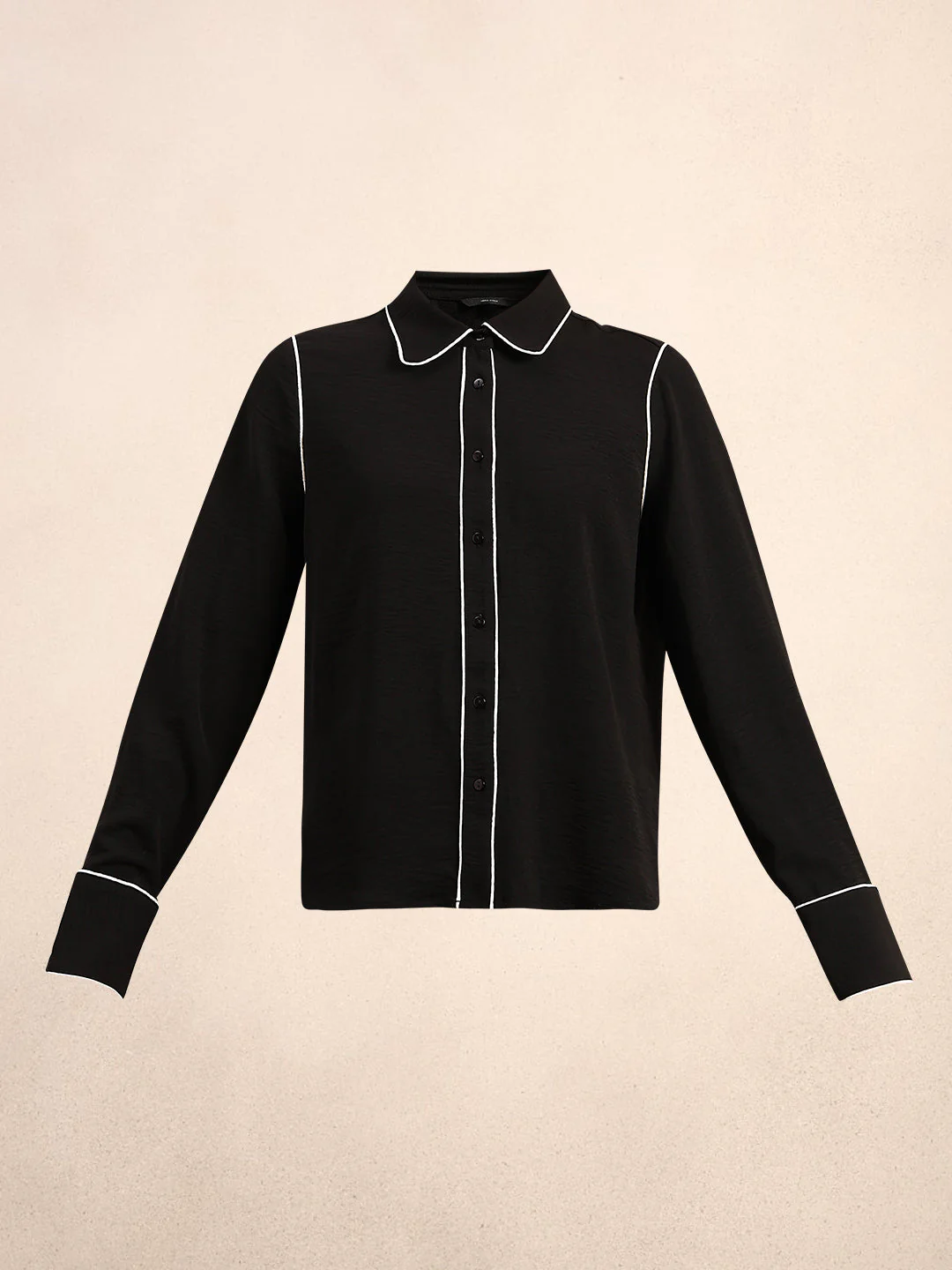 Black Contrast Pipping Shirt - Image 7