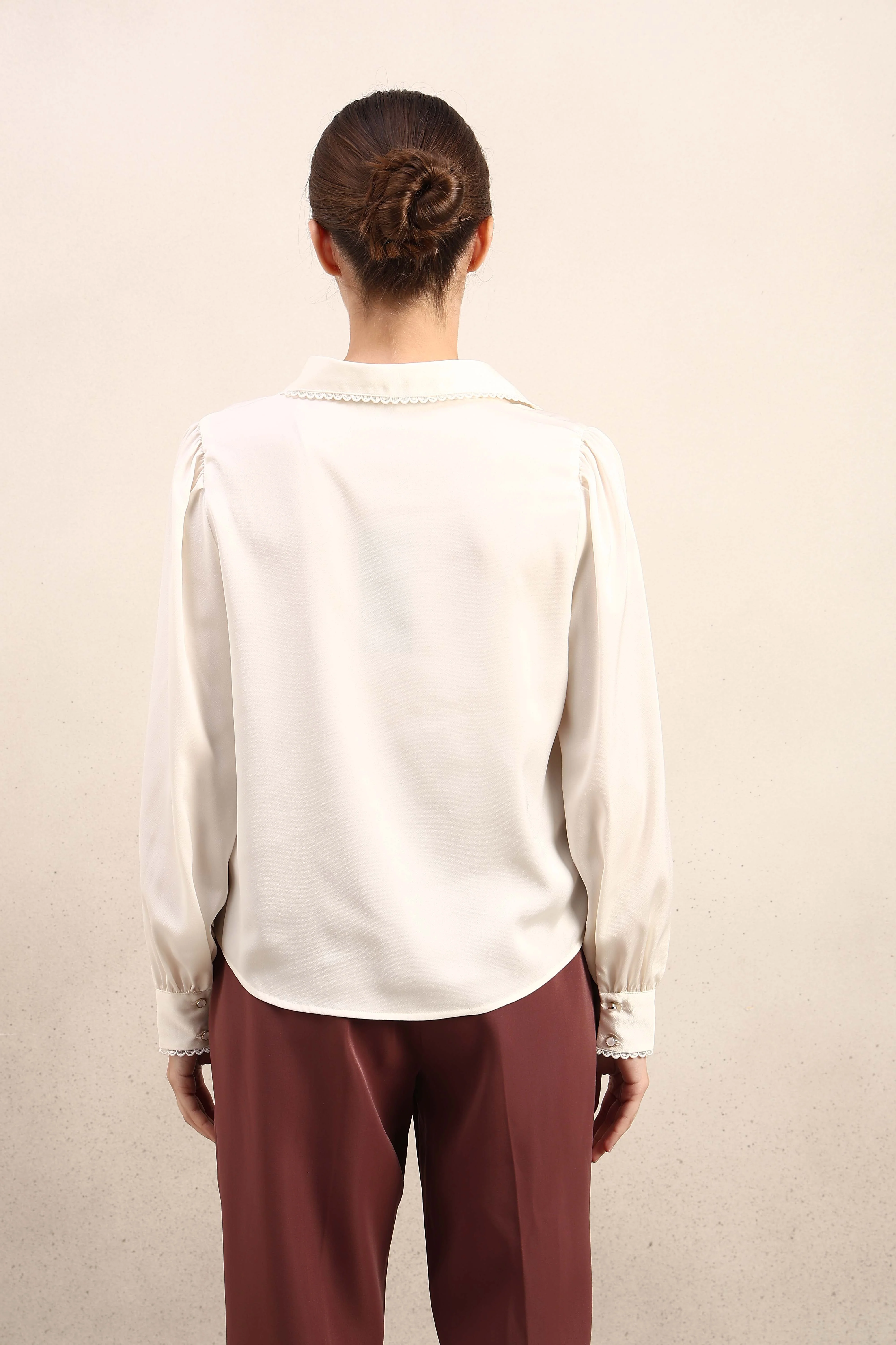 Ivory Cuff Sleeves Shirt - Image 10
