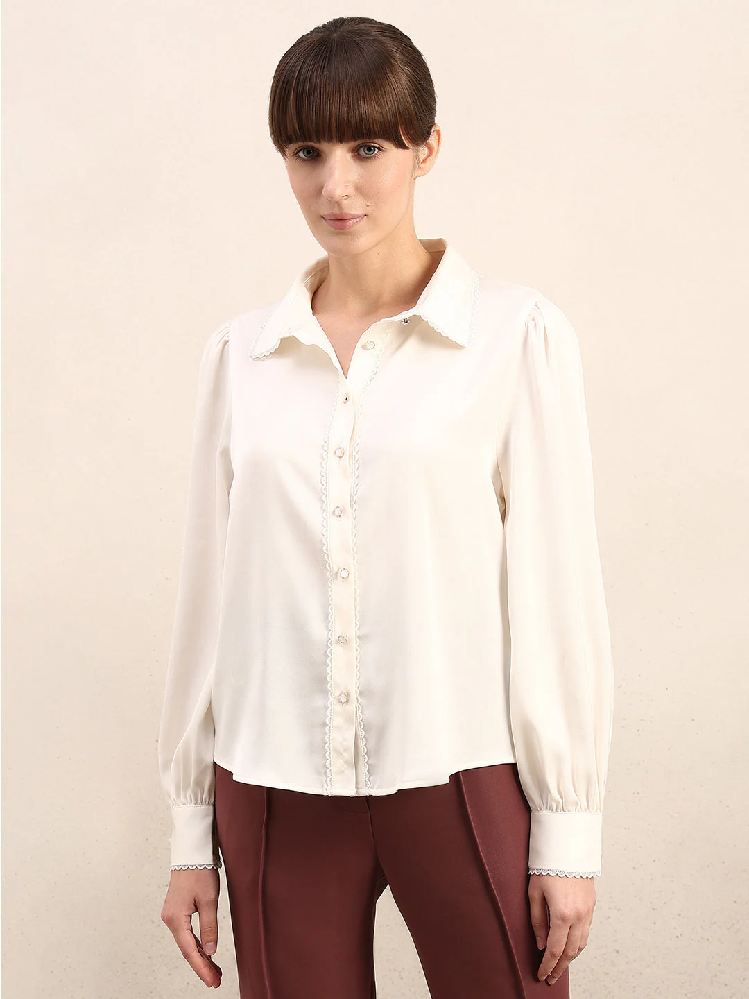 Ivory Cuff Sleeves Shirt - Image 2