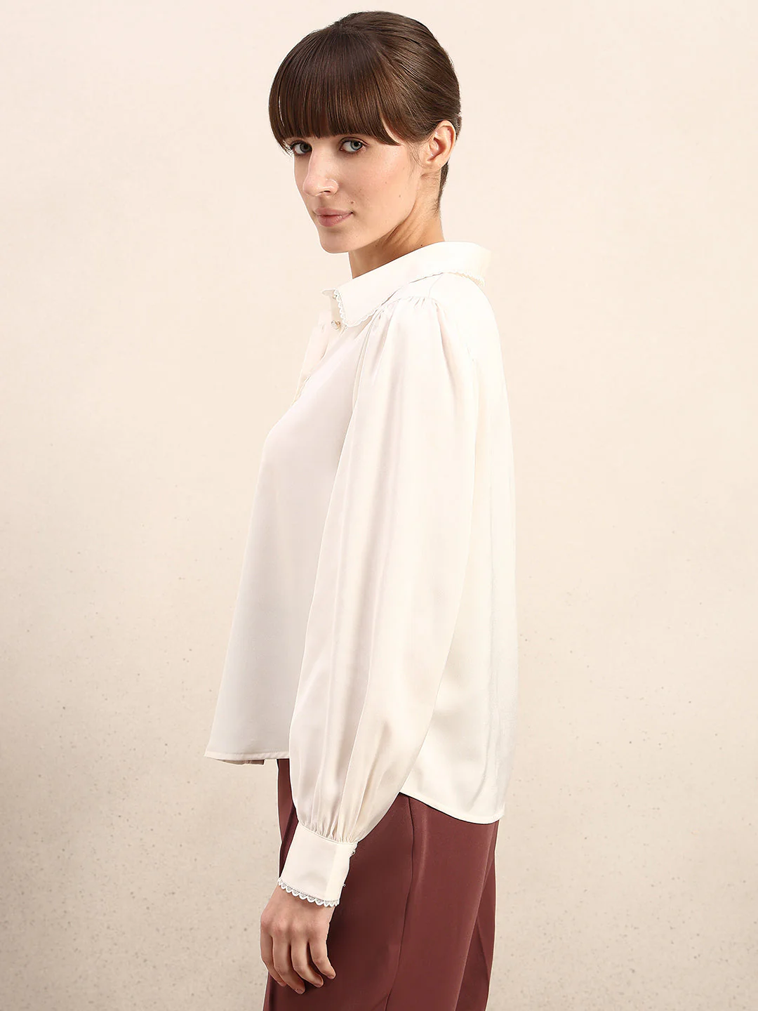Ivory Cuff Sleeves Shirt - Image 3