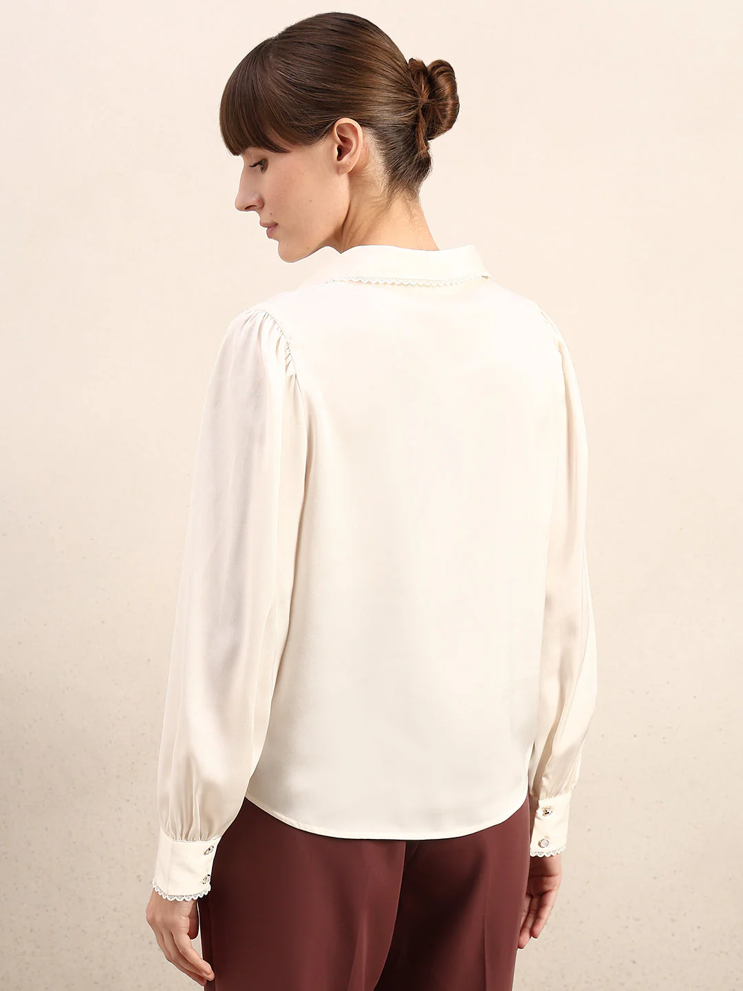 Ivory Cuff Sleeves Shirt - Image 4