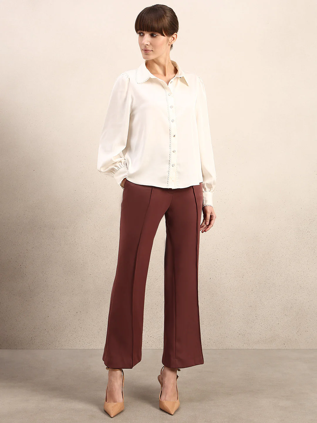 Ivory Cuff Sleeves Shirt - Image 5
