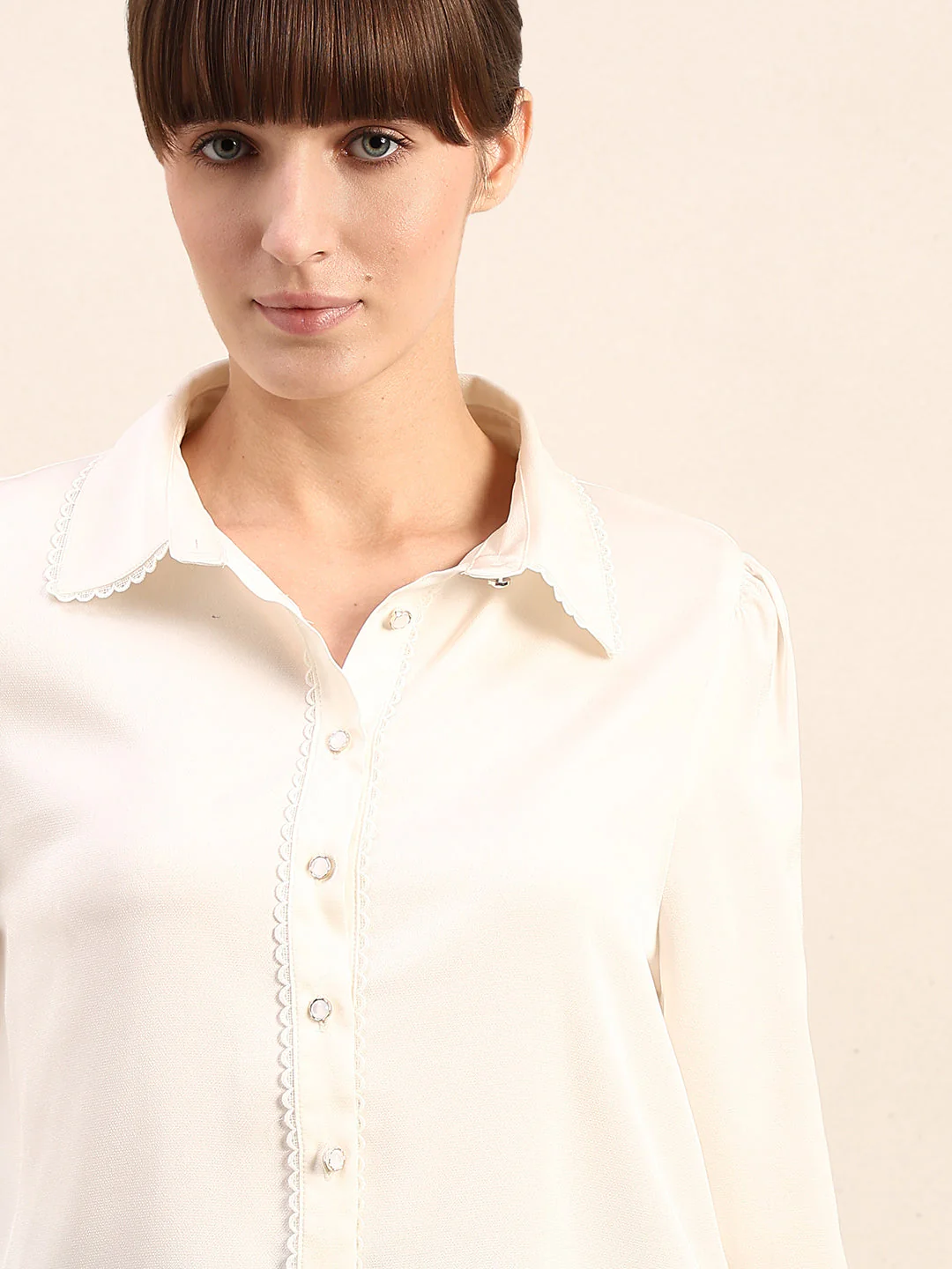 Ivory Cuff Sleeves Shirt - Image 6