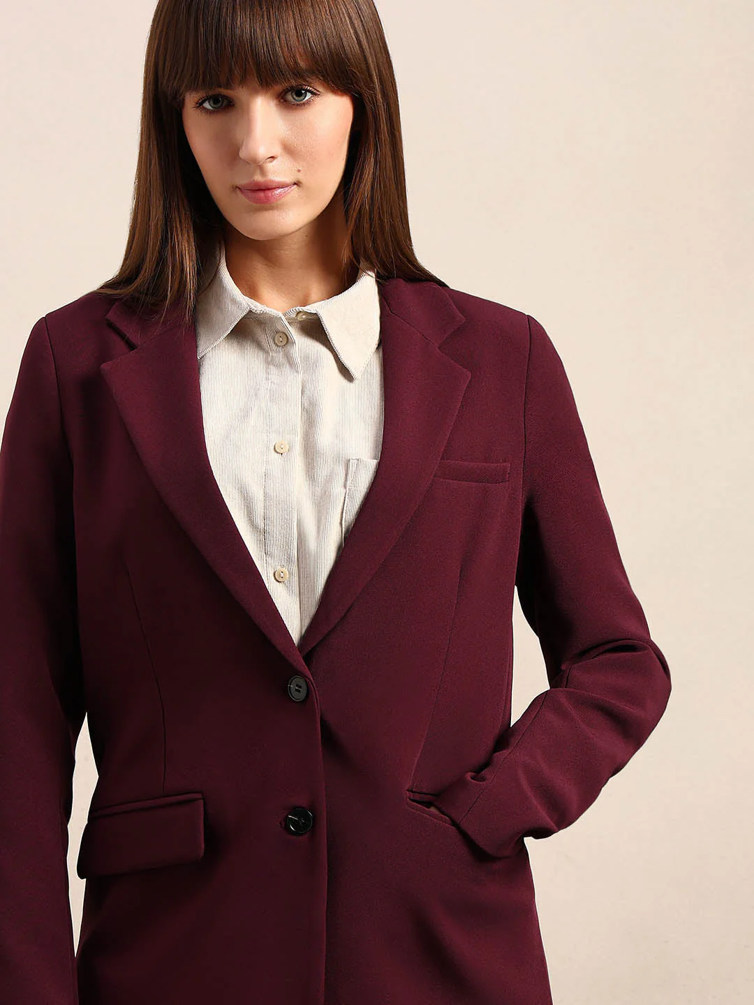 Maroon Tailored Blazer - Image 6