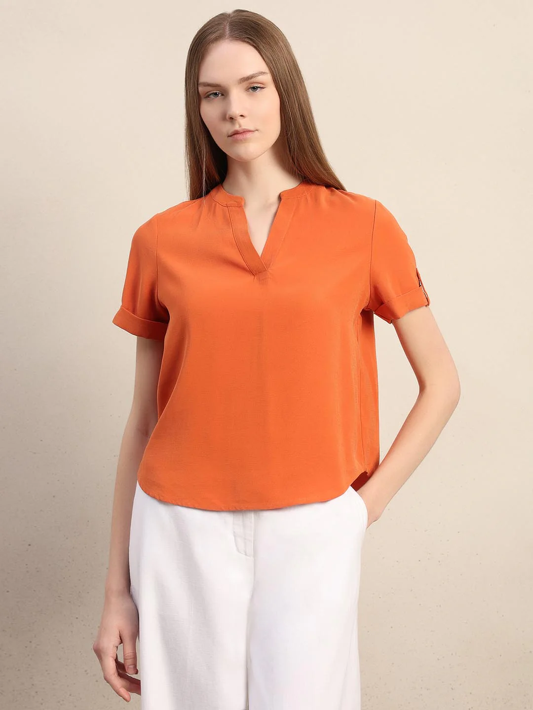 Orange V-Neck Top - Image 2