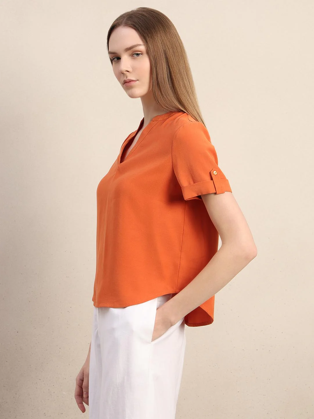 Orange V-Neck Top - Image 3