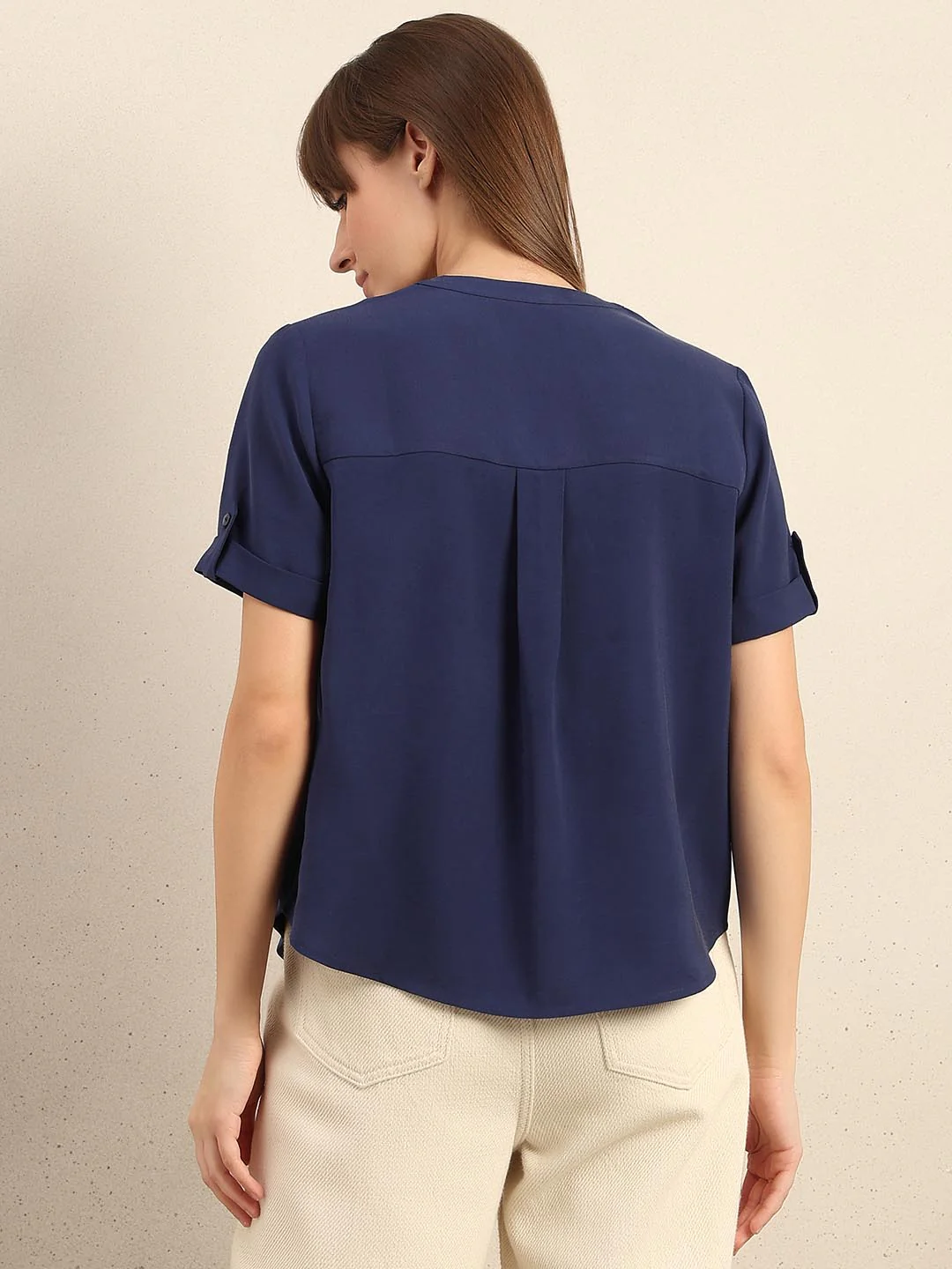 Navy Blue V-Neck Top - Image 4