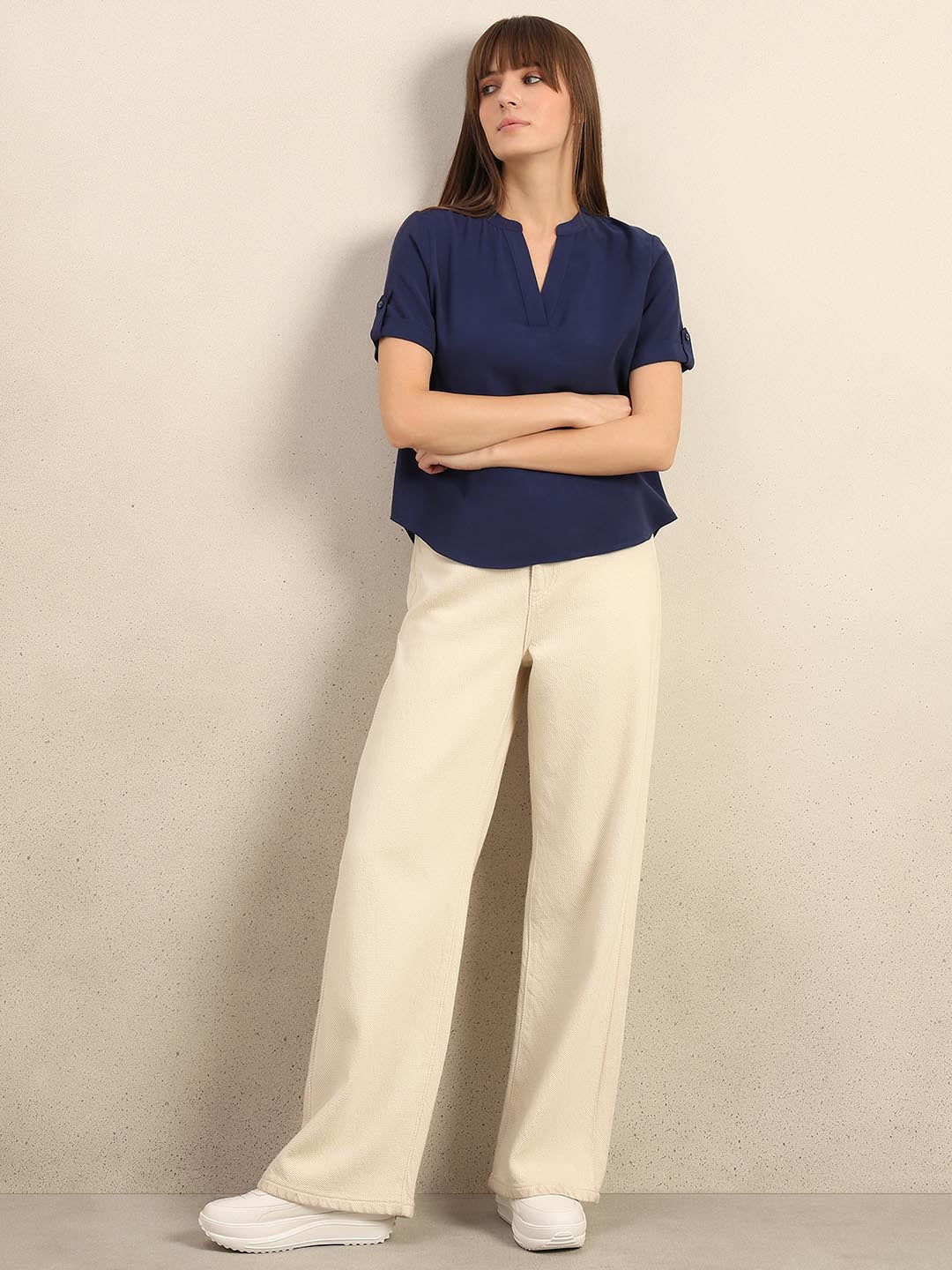 Navy Blue V-Neck Top - Image 5
