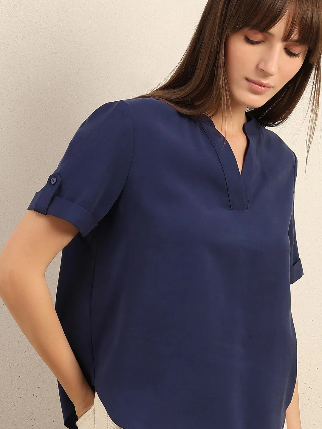 Navy Blue V-Neck Top - Image 6