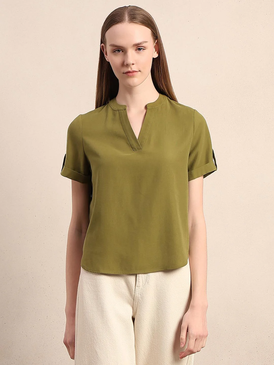 Dark Green V-Neck Top - Image 2