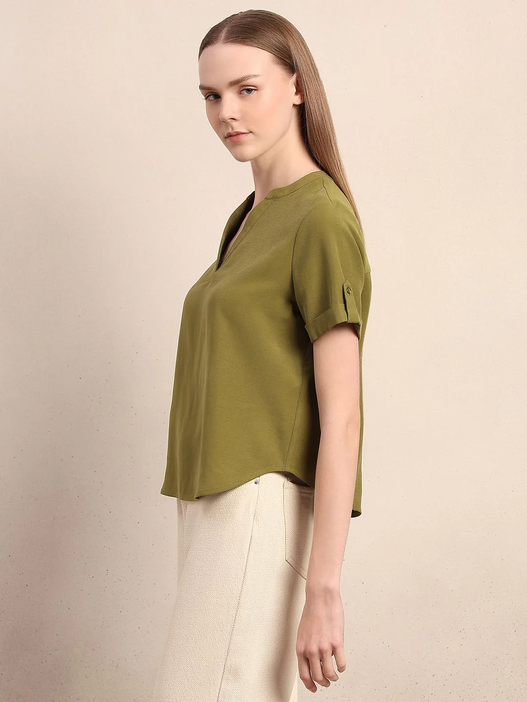 Dark Green V-Neck Top - Image 3