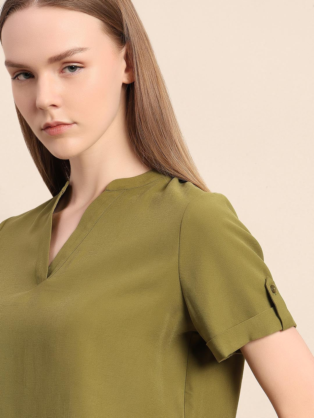 Dark Green V-Neck Top - Image 6