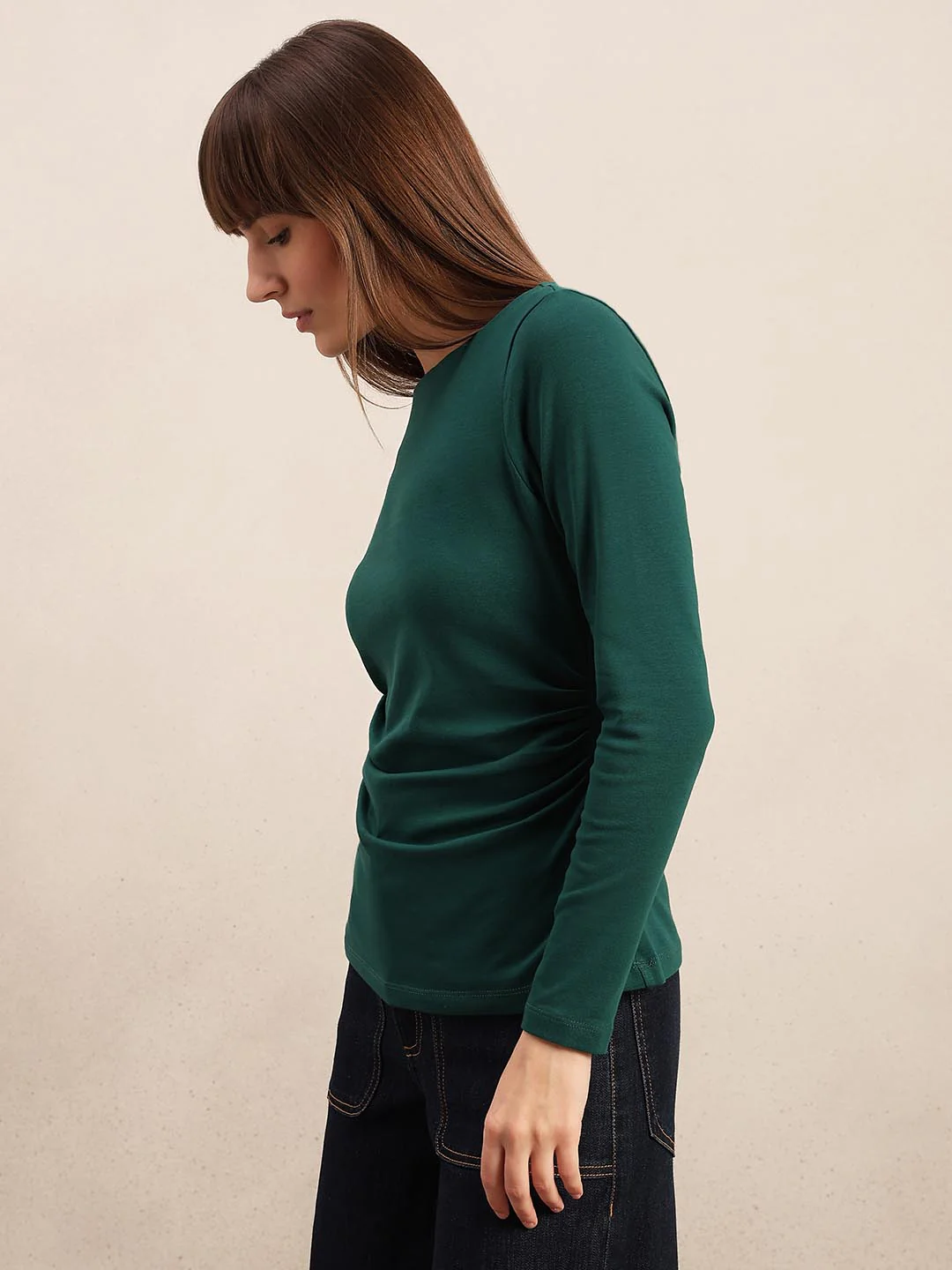 Dark Olive Boat Neck Top - Image 3