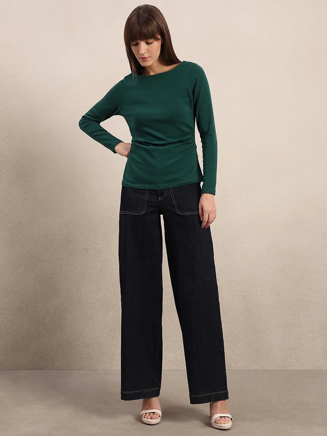 Dark Olive Boat Neck Top - Image 5