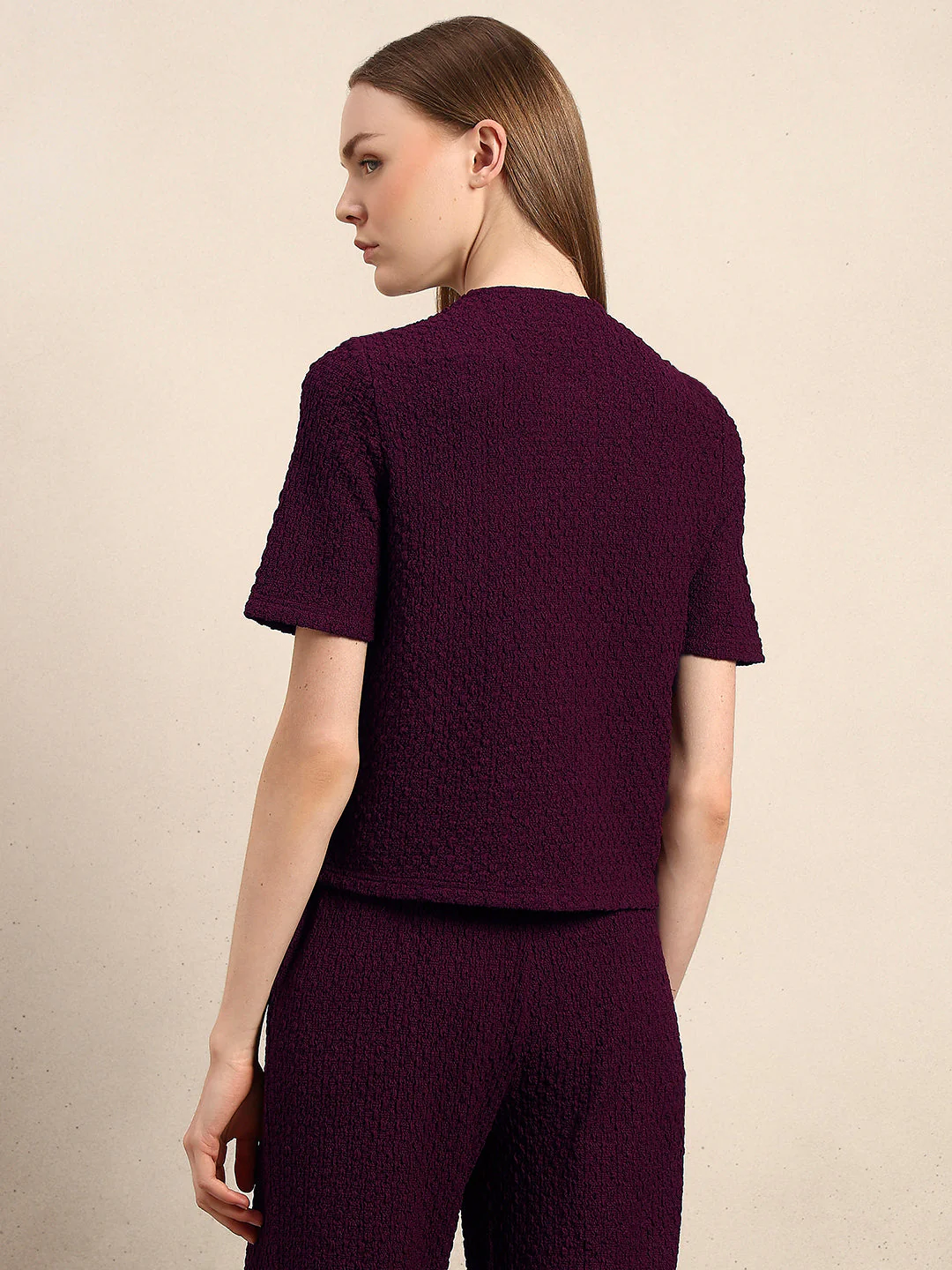 Golden Button Textured Knit Top - Image 4