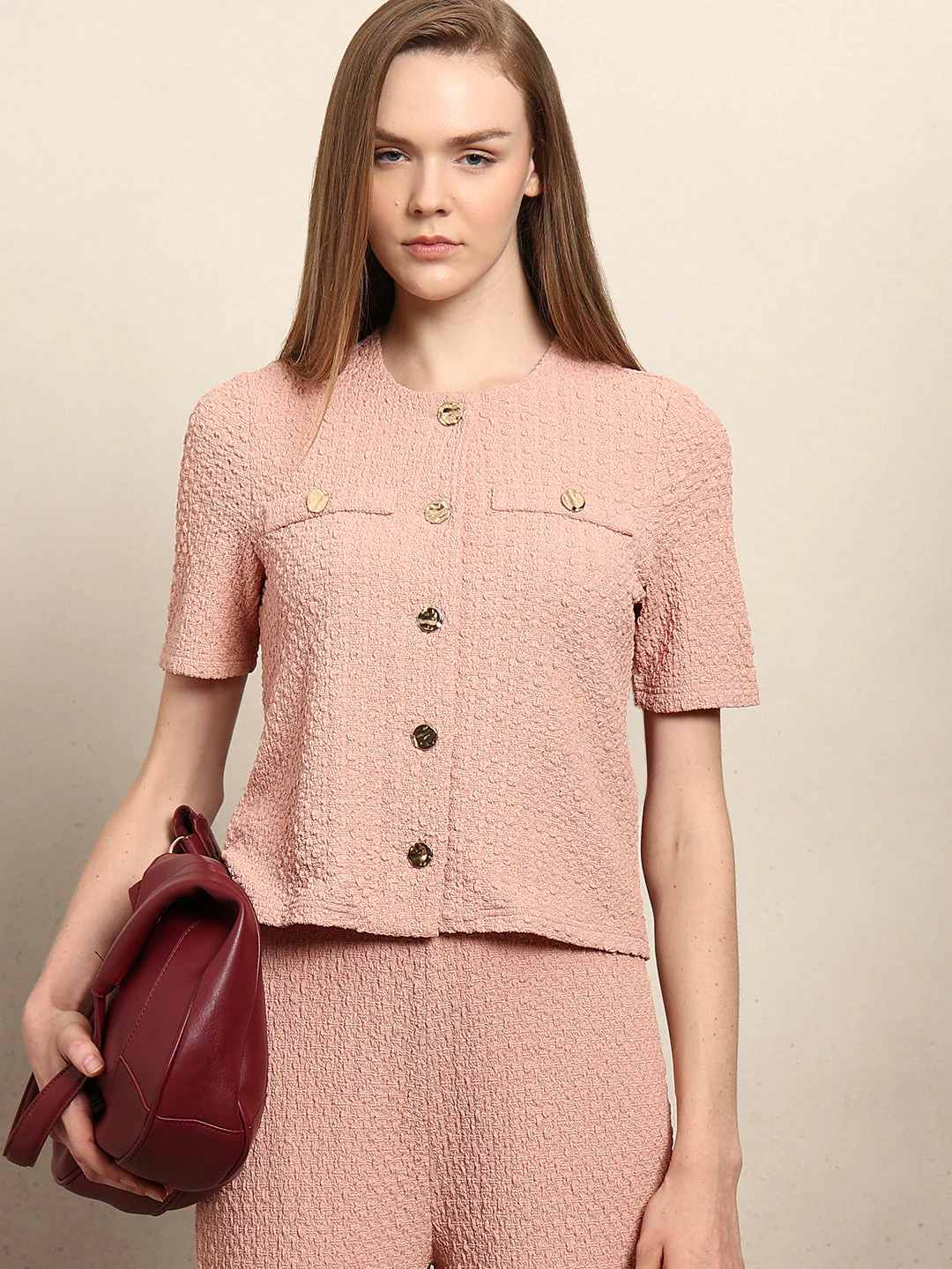 Tweed Buttoned Top