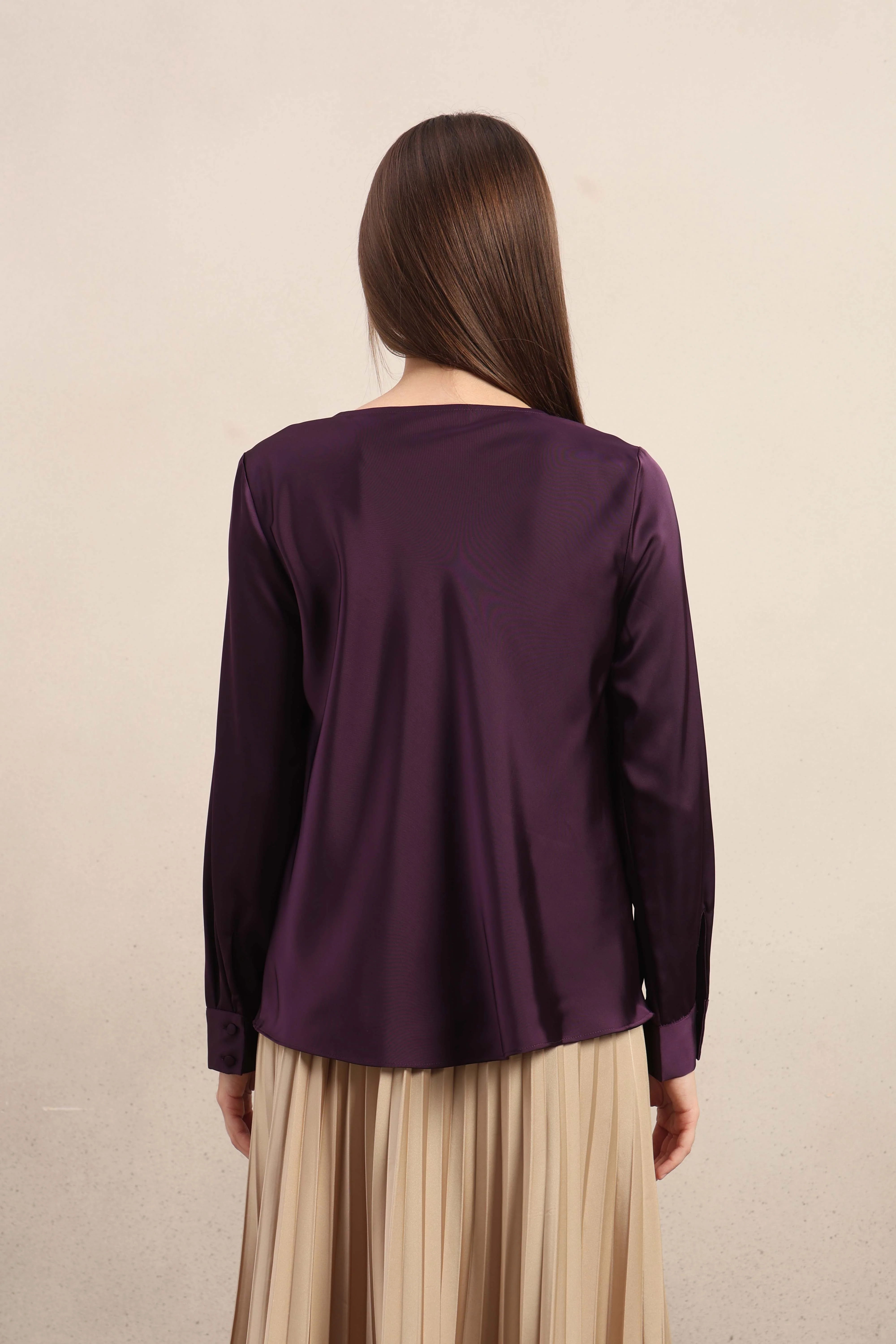 Deep Purple Cowl Neck Top - Image 10
