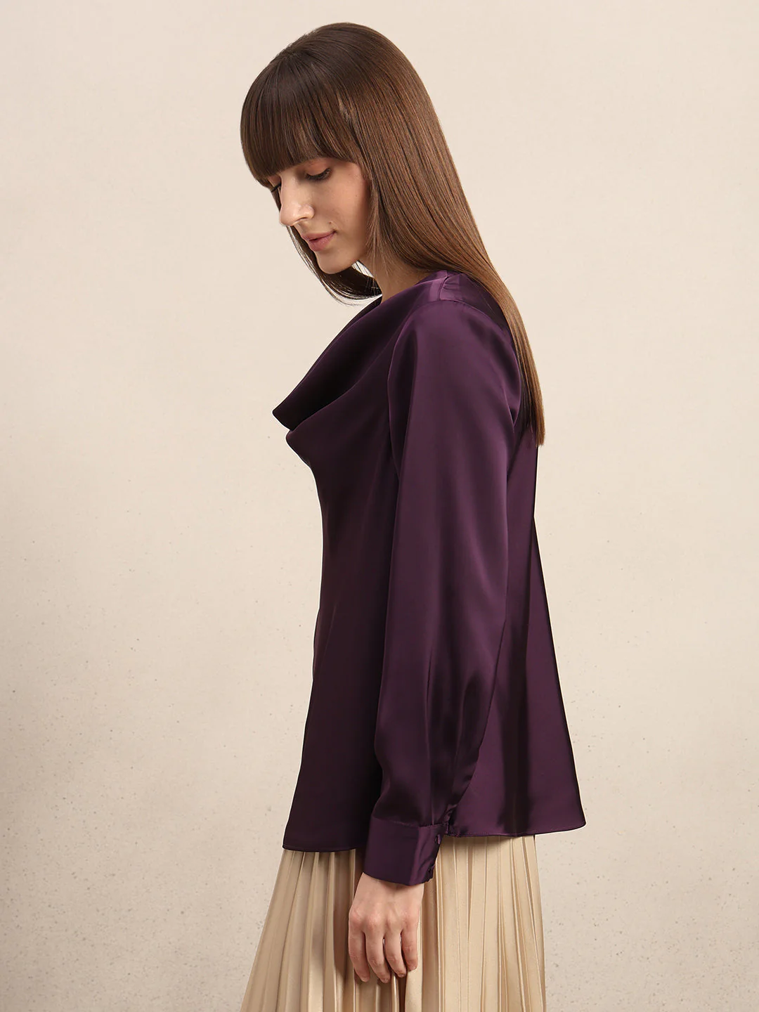 Deep Purple Cowl Neck Top - Image 3