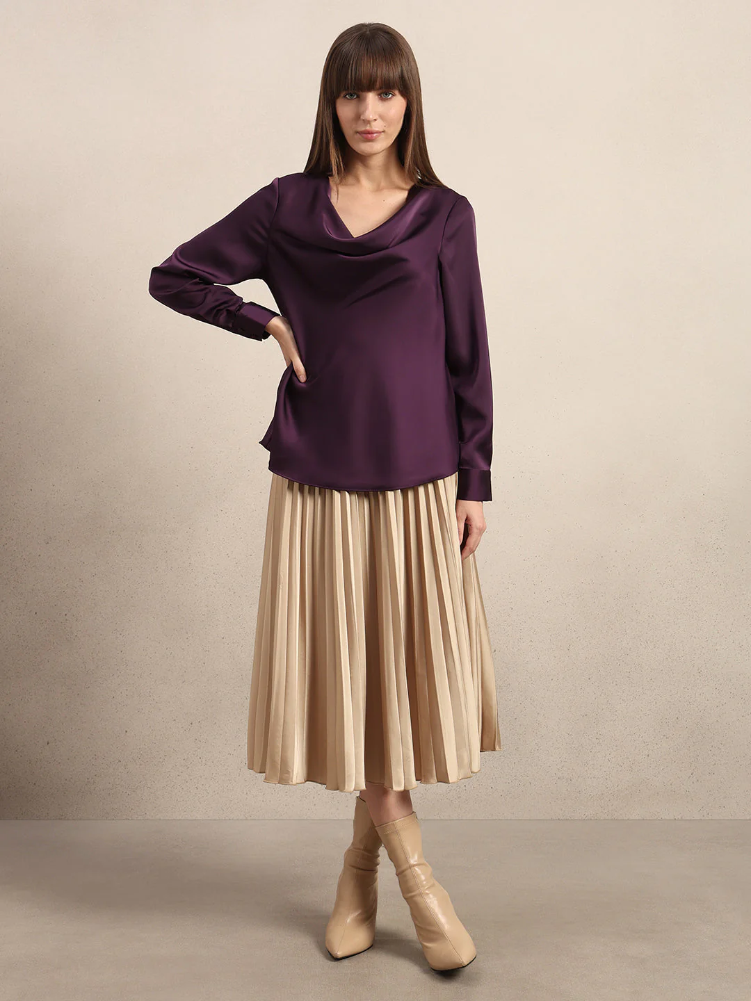 Deep Purple Cowl Neck Top - Image 5