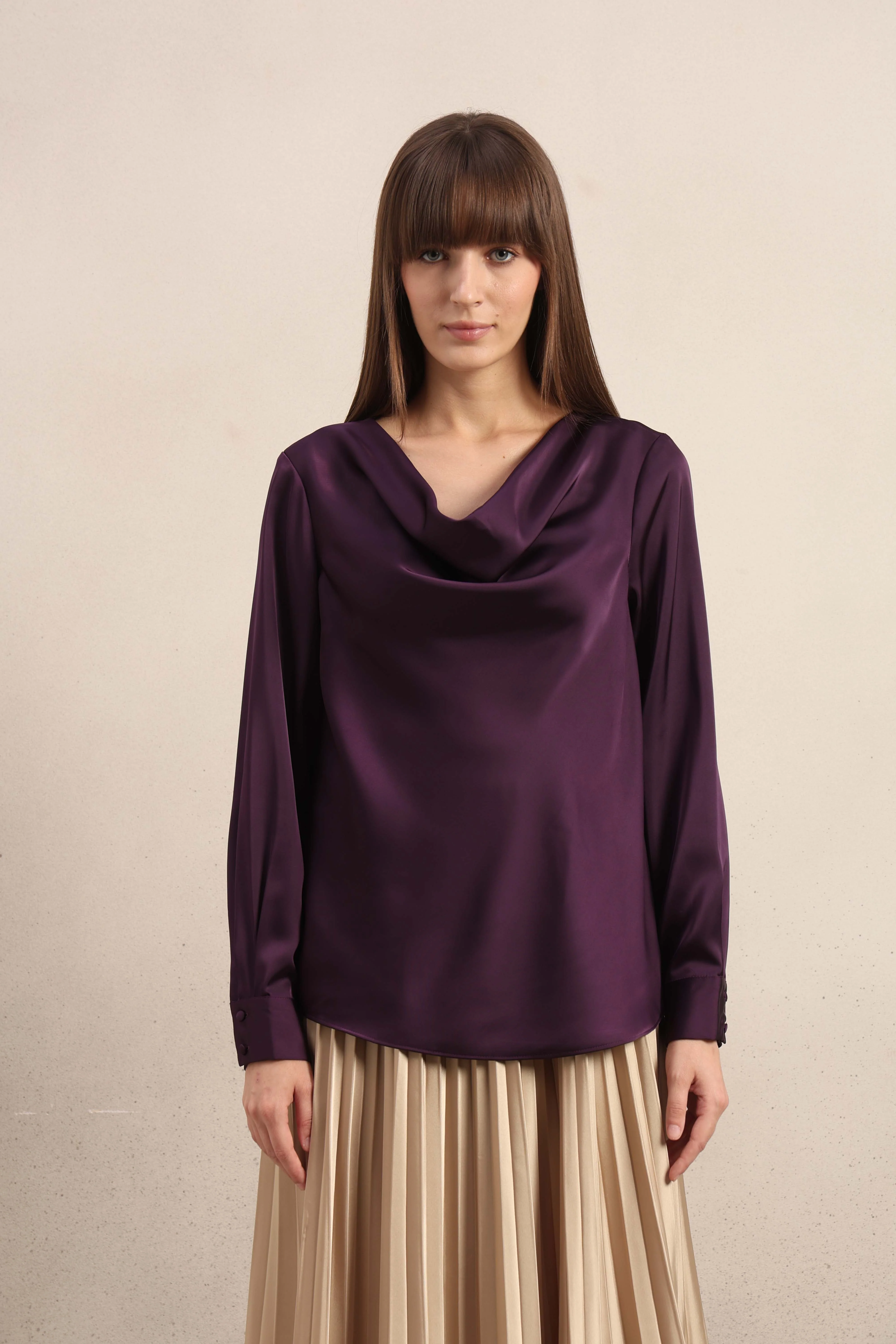 Deep Purple Cowl Neck Top - Image 9