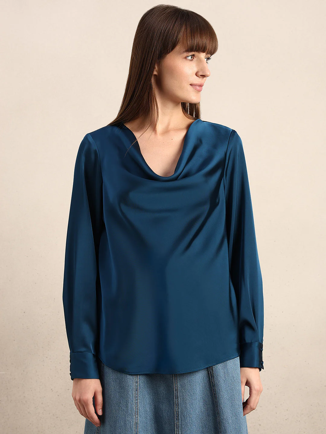 Cowl Neck Satin Top - Image 2