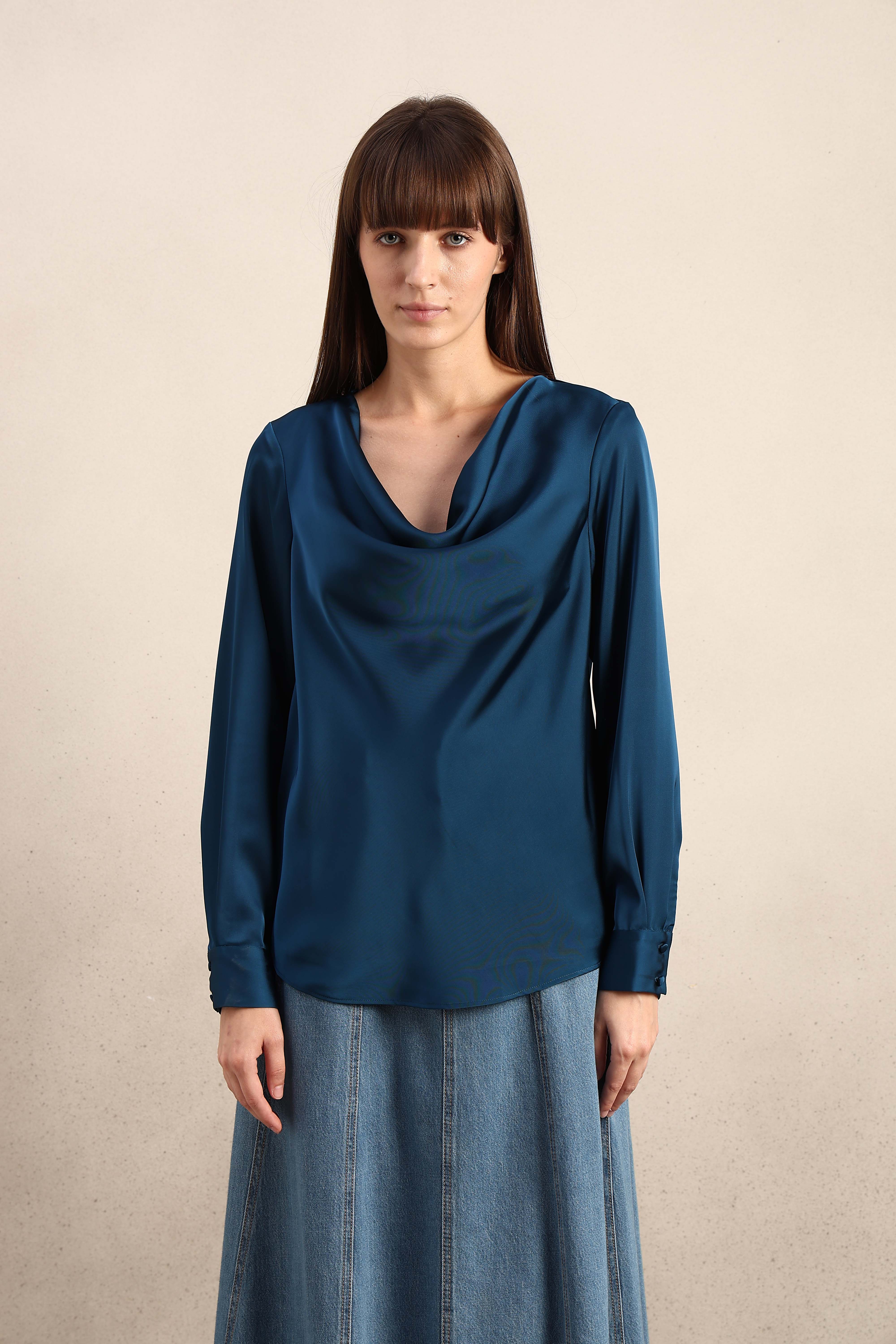 Cowl Neck Satin Top - Image 9