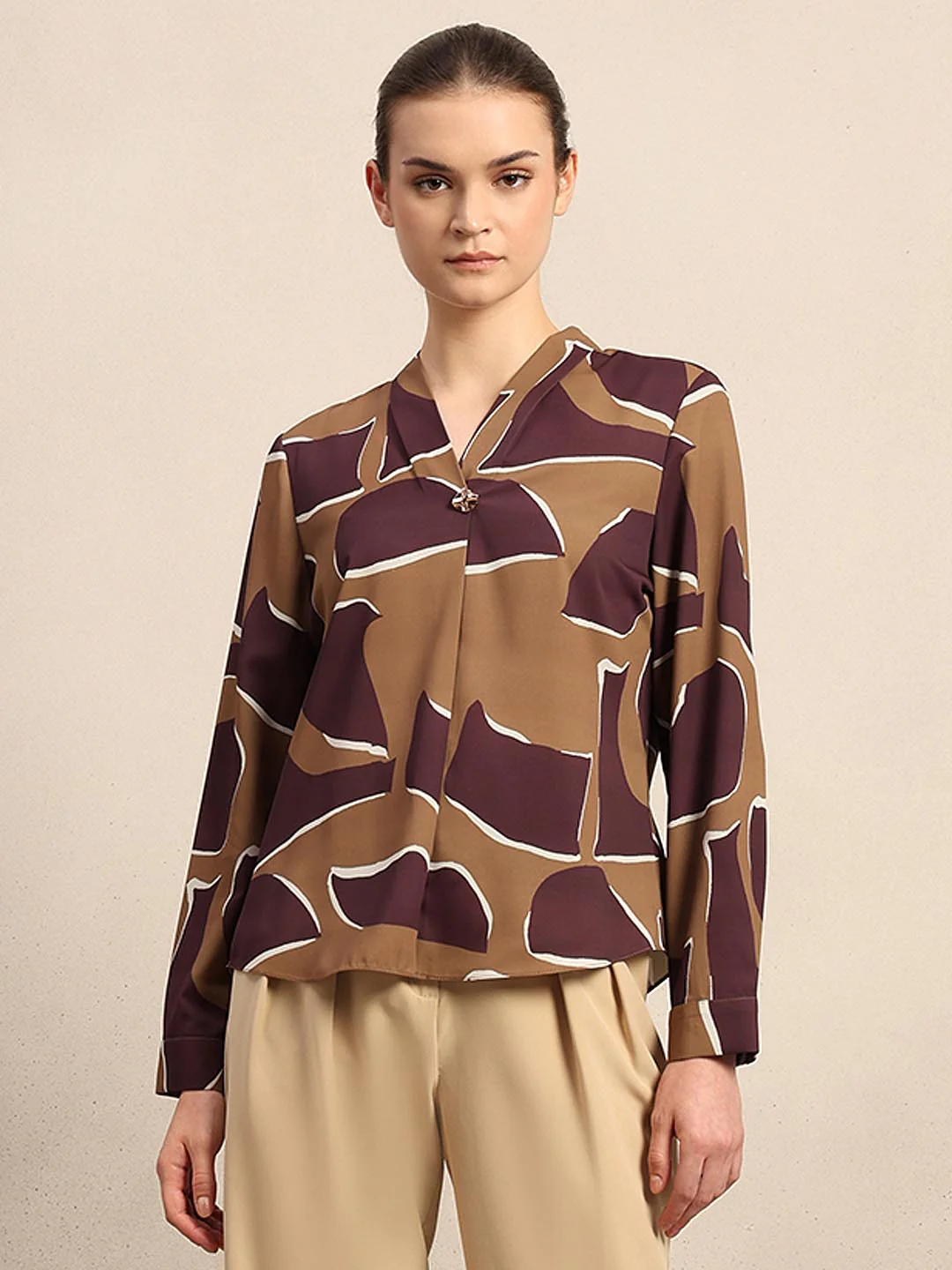 Dark Olive Printed Top - Image 2