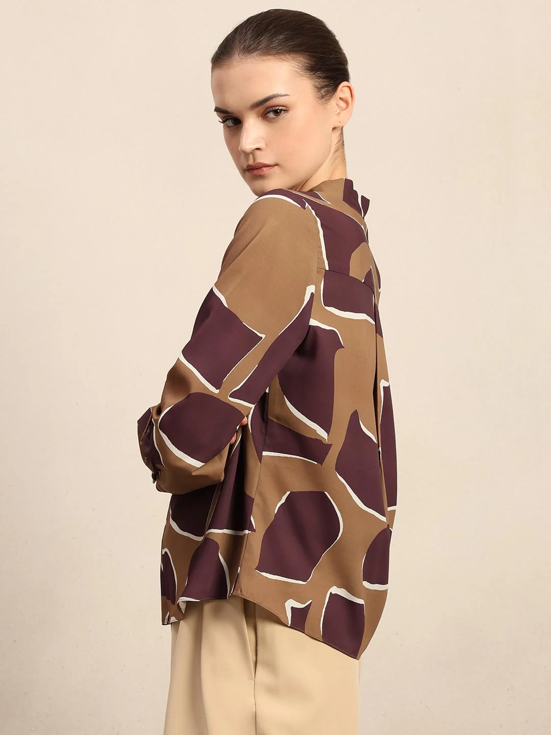 Dark Olive Printed Top - Image 3