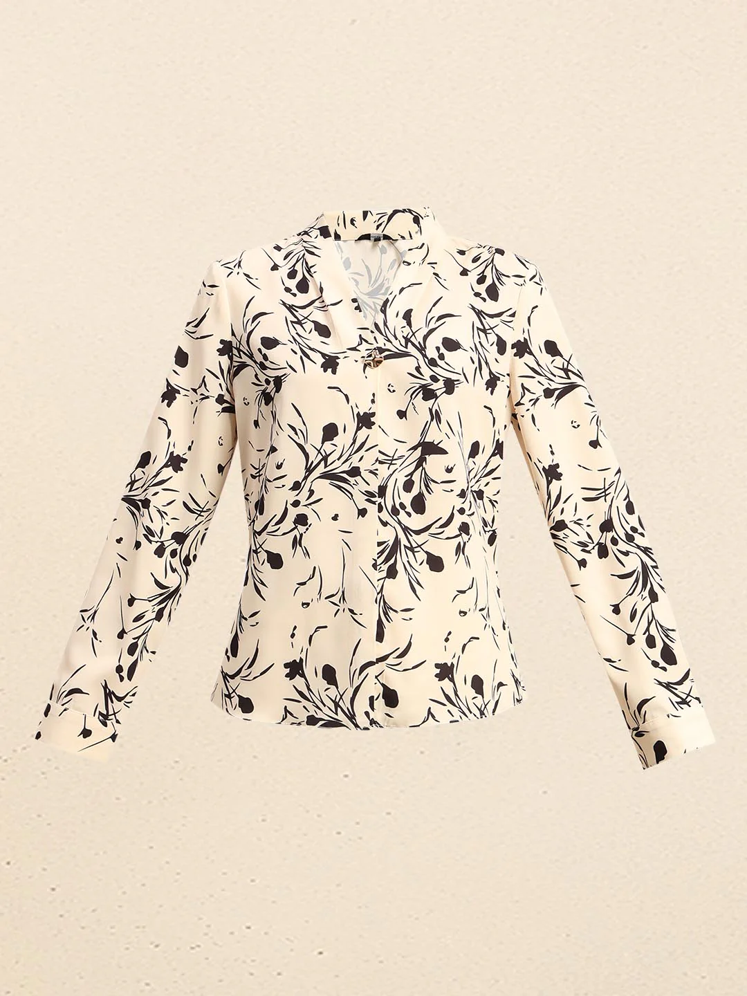 Off-White Printed V-Neck Top - Image 7