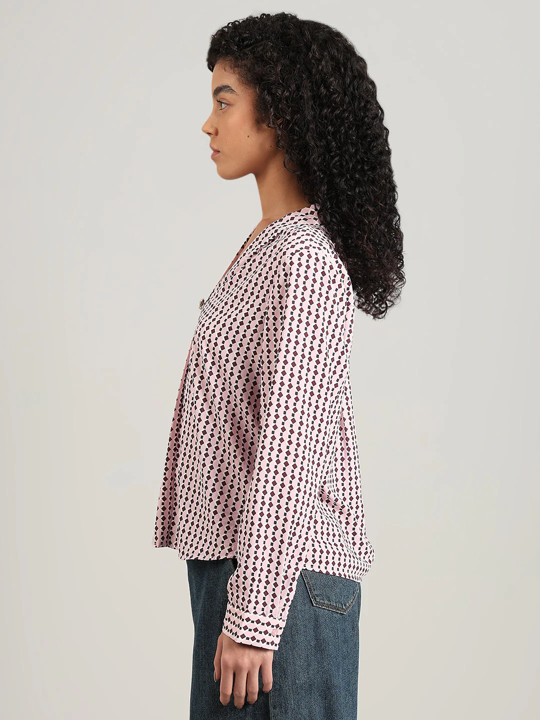 Printed V-Neck Top - Image 3