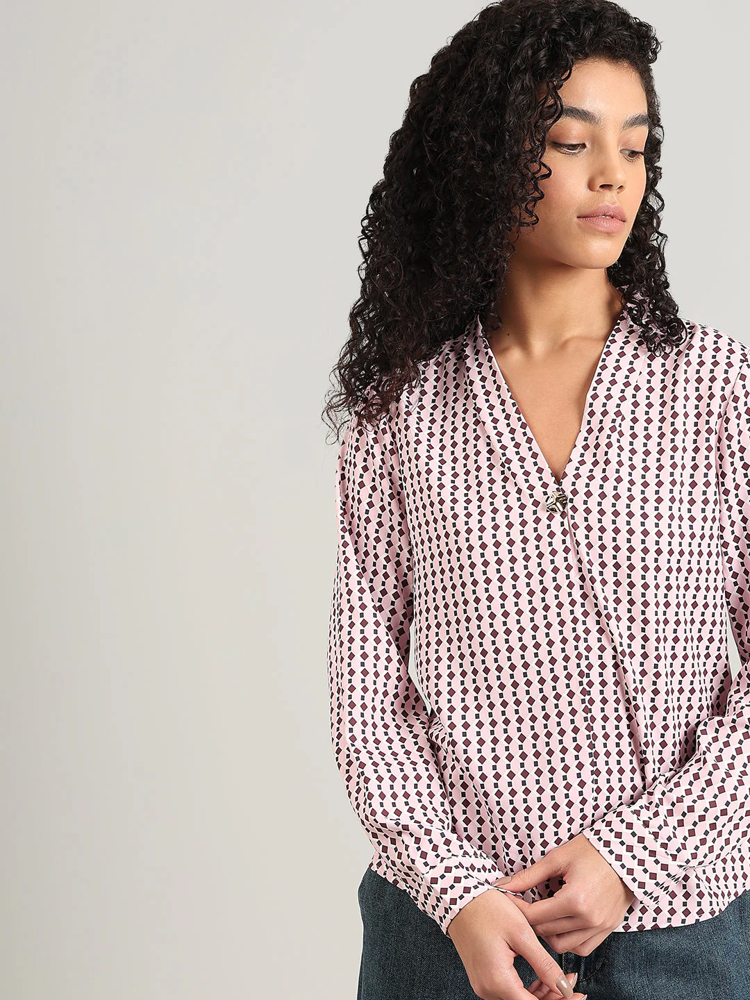 Printed V-Neck Top - Image 6