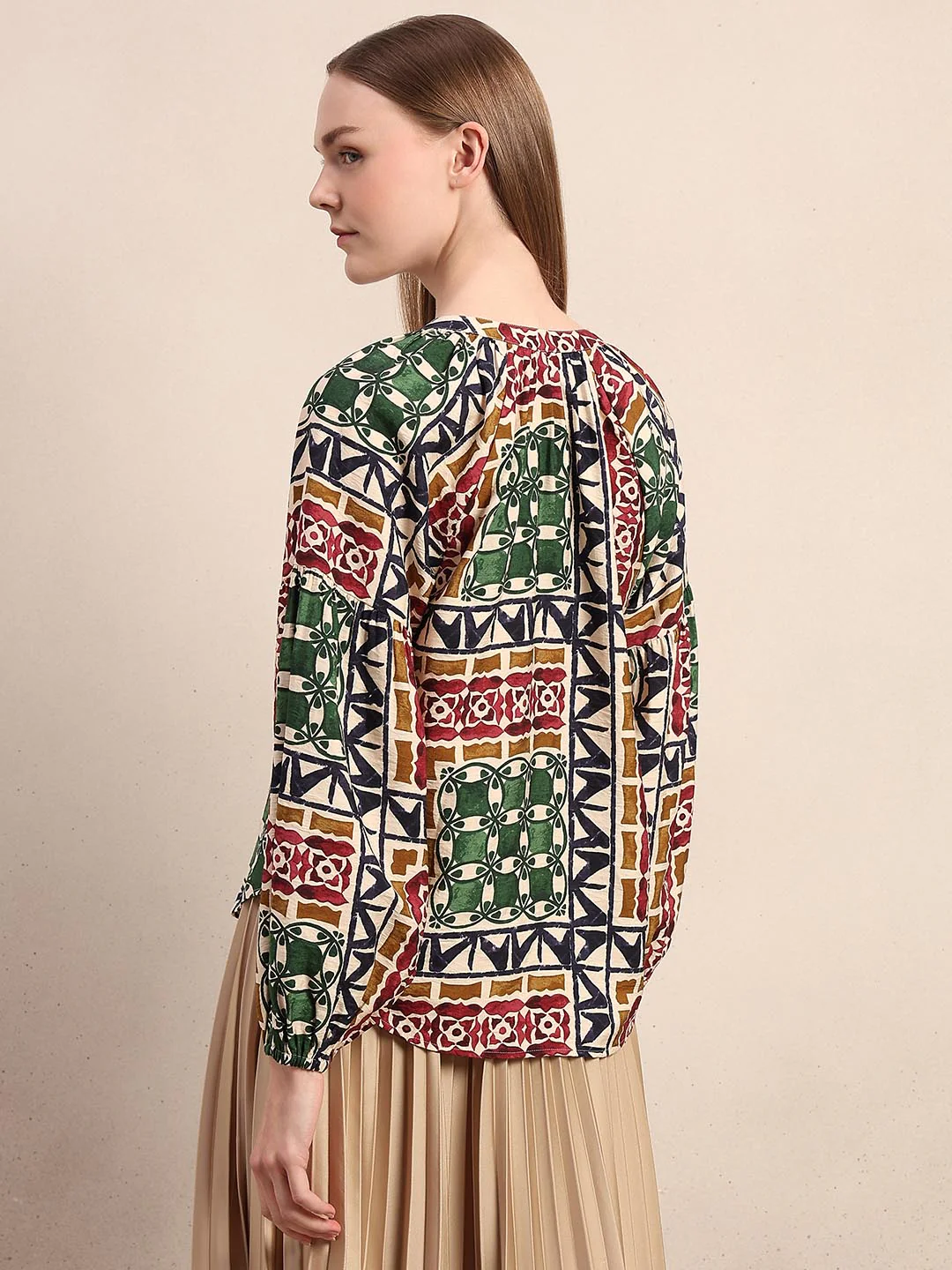 Green Printed Regular Fit Top - Image 4