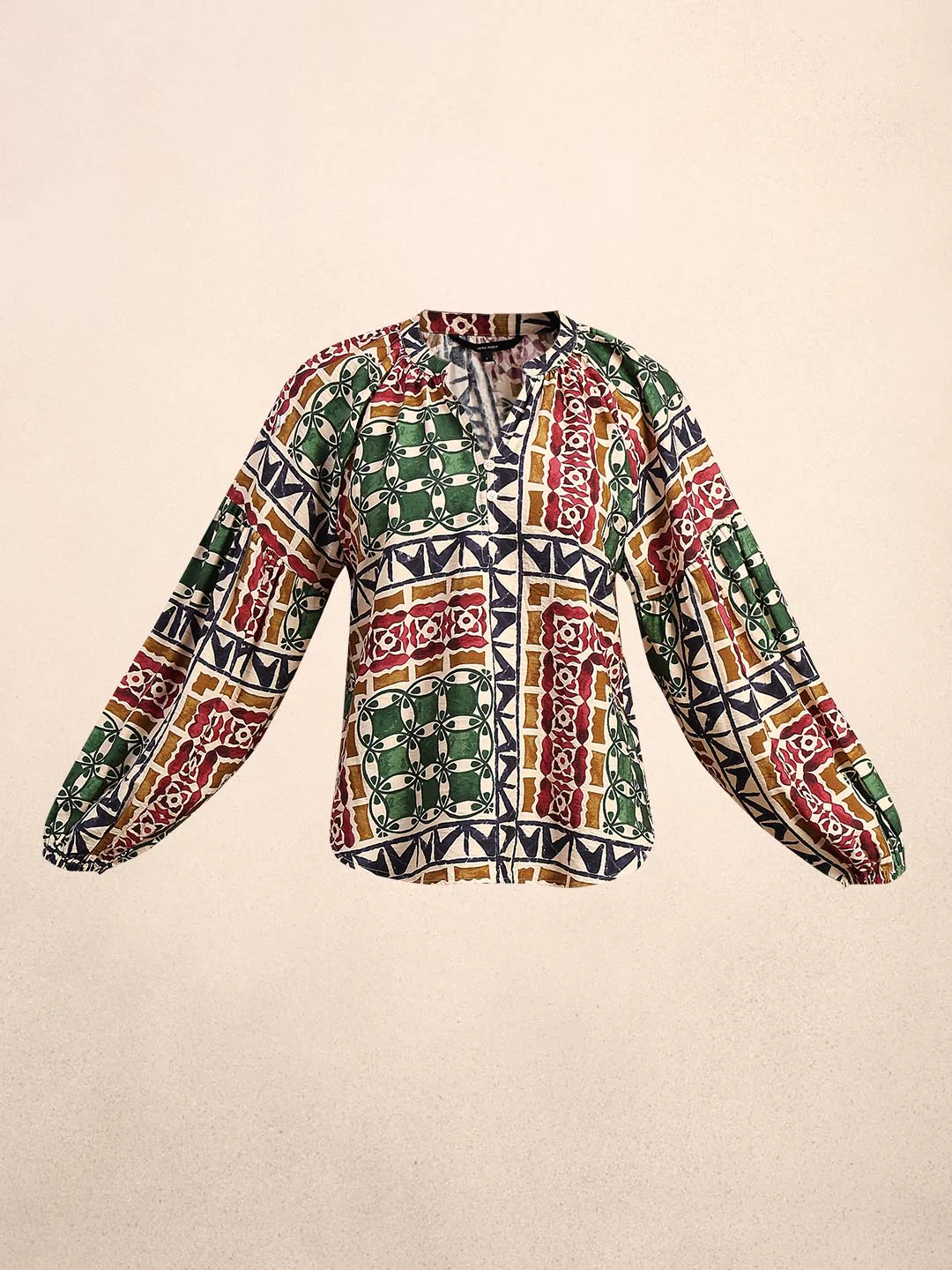 Green Printed Regular Fit Top - Image 7