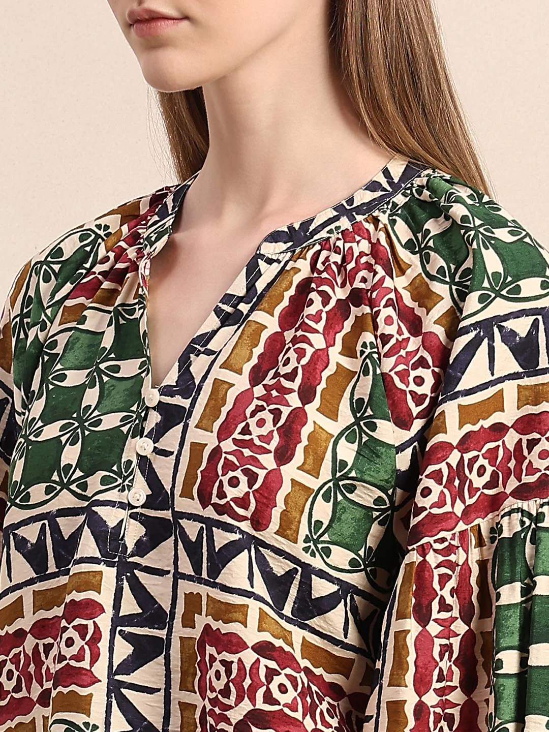 Green Printed Regular Fit Top - Image 8