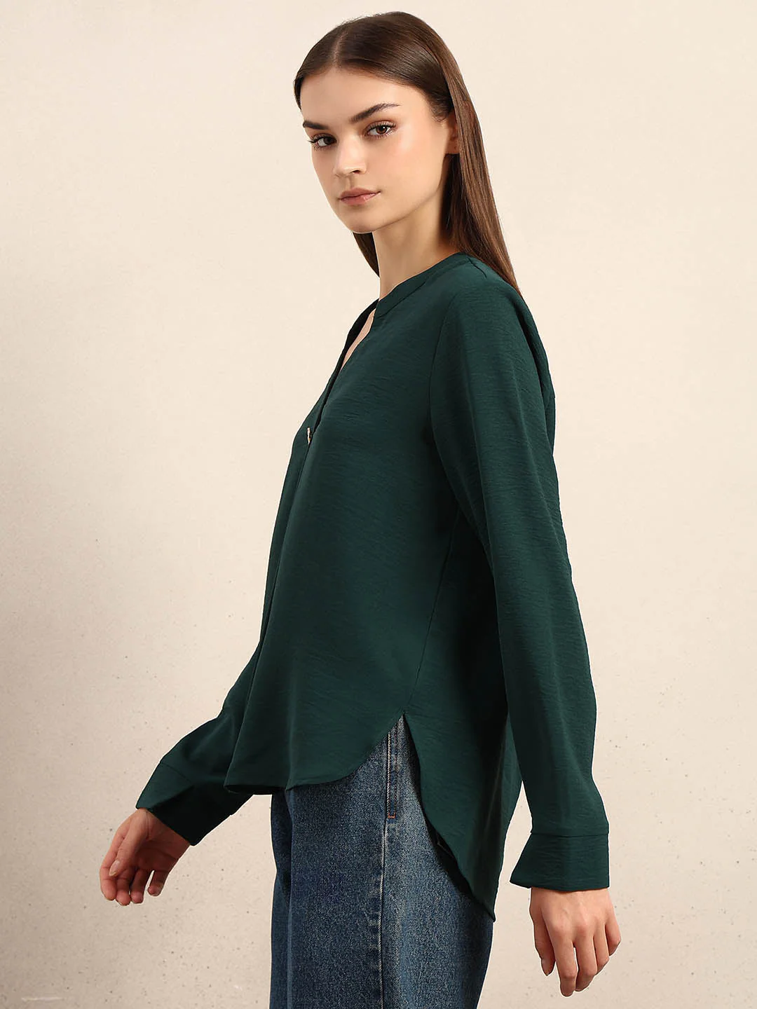 Dark Green V-Neck Top - Image 3