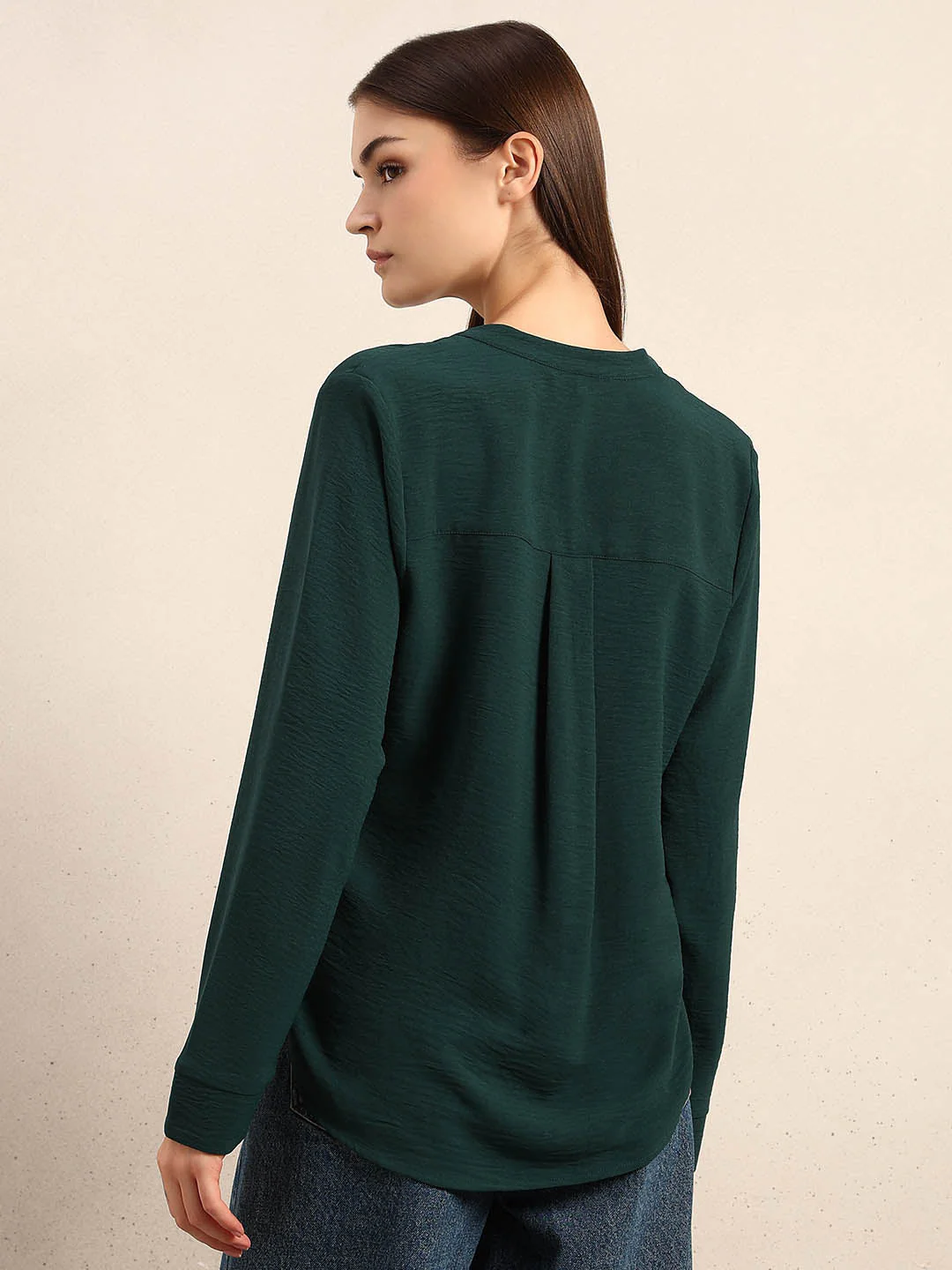 Dark Green V-Neck Top - Image 4