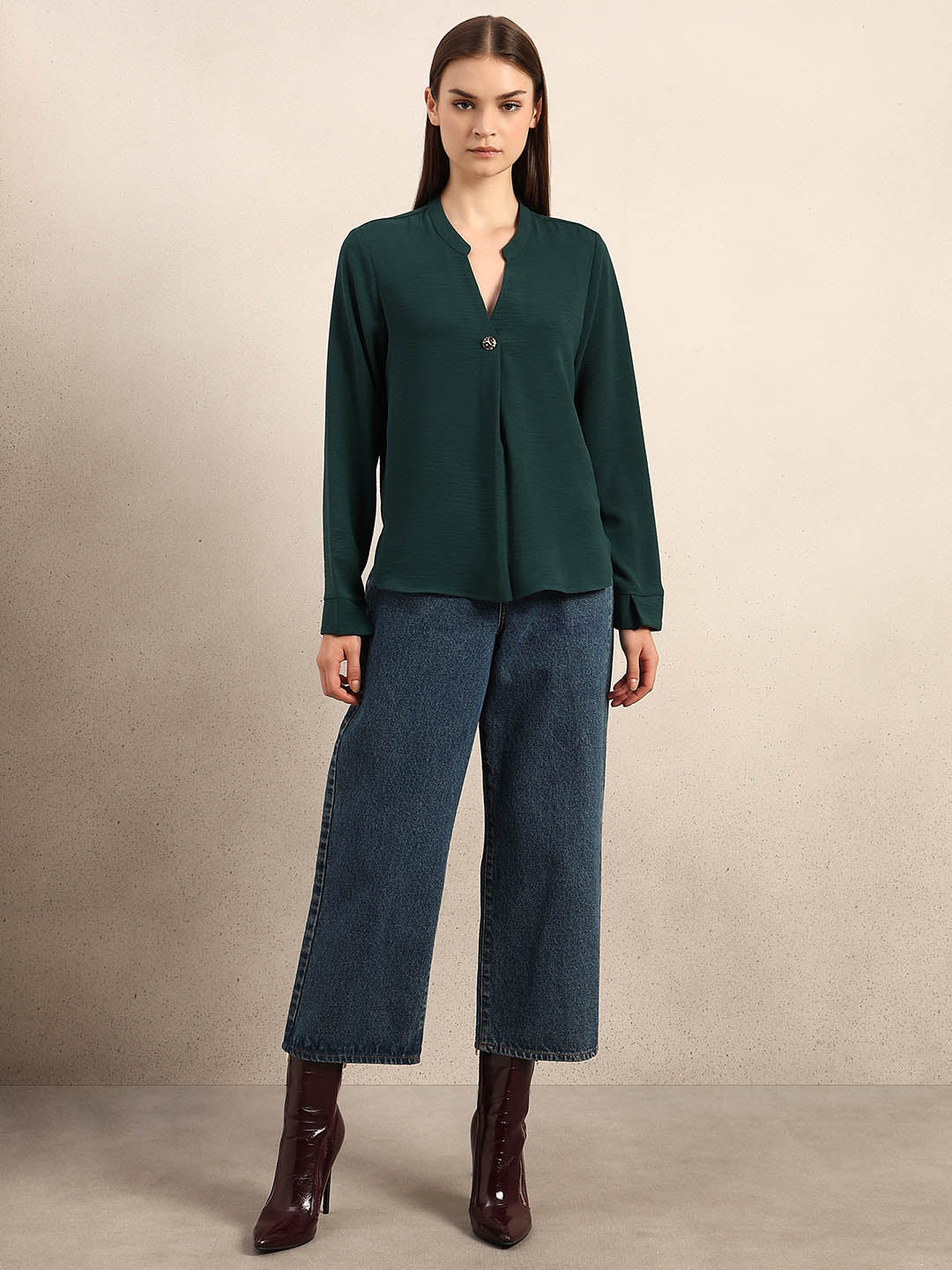 Dark Green V-Neck Top - Image 5