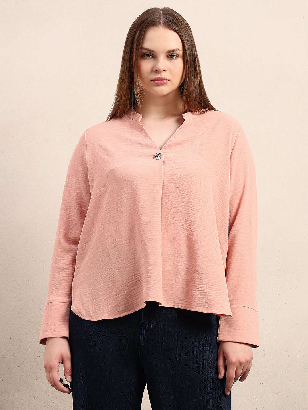 CURVE Pink V-Neck Top - Image 2