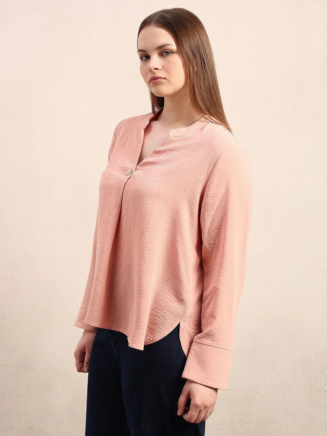 CURVE Pink V-Neck Top - Image 3