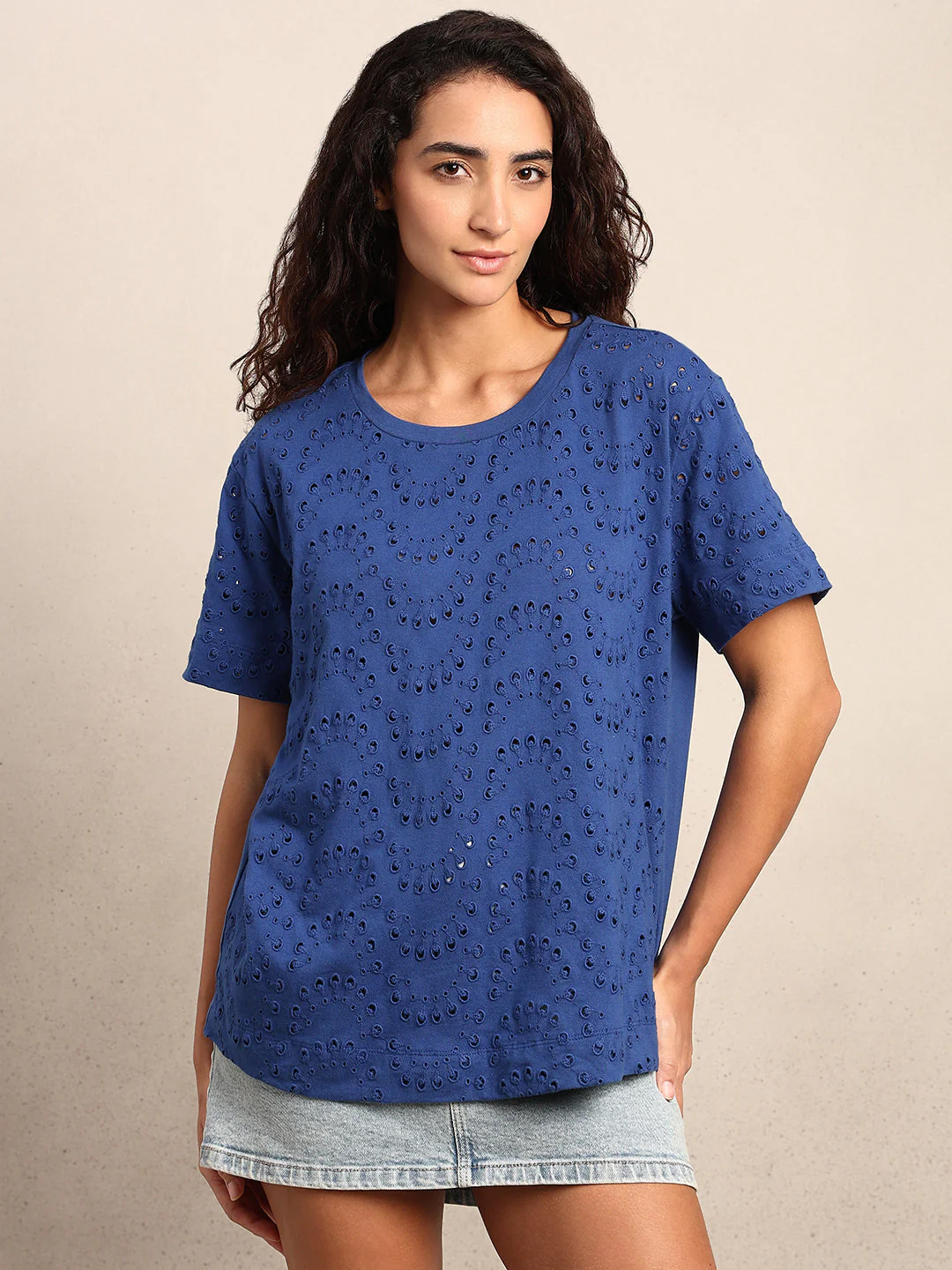 Schiffli Cotton T-shirt - Image 2