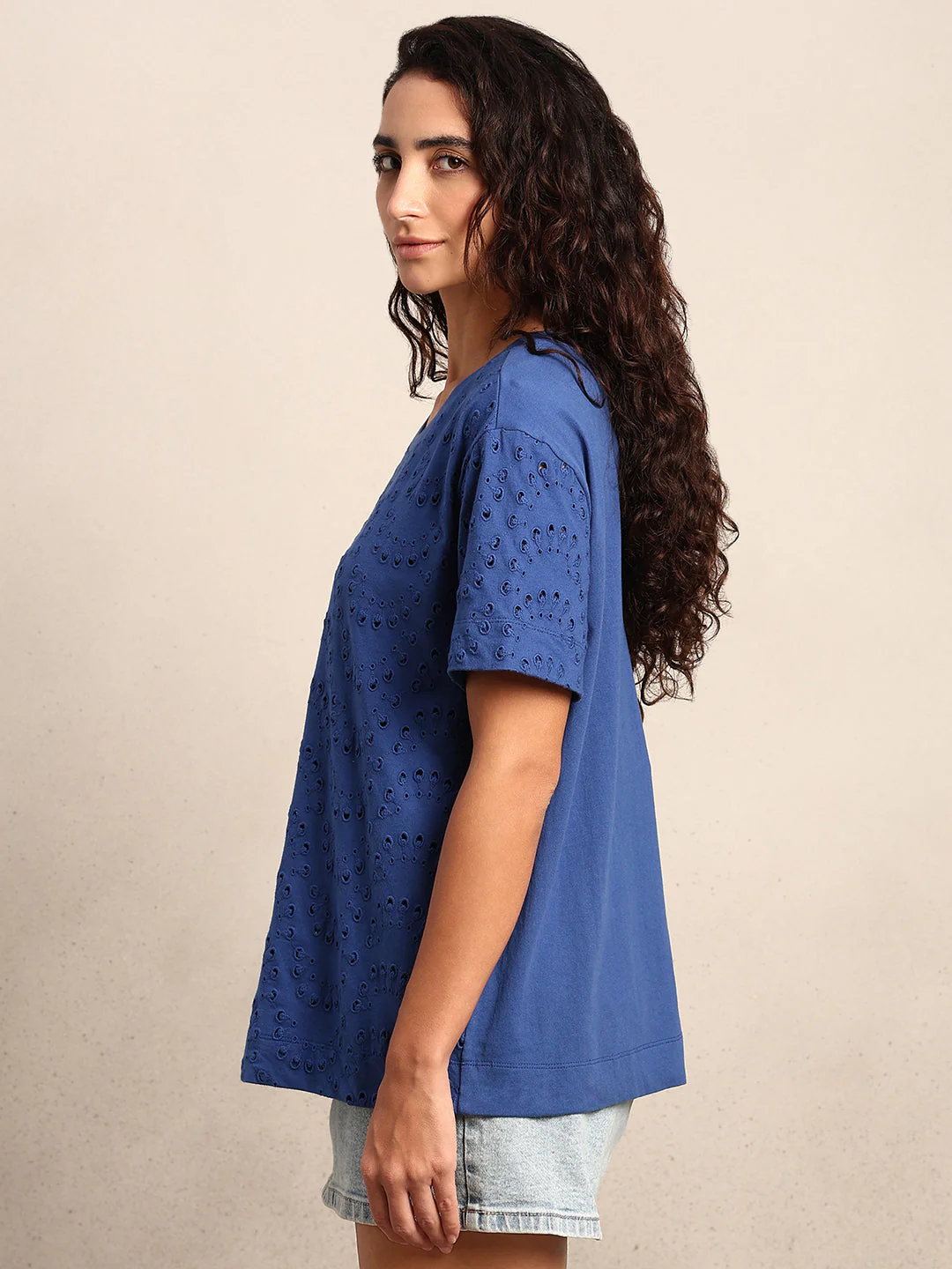 Schiffli Cotton T-shirt - Image 3